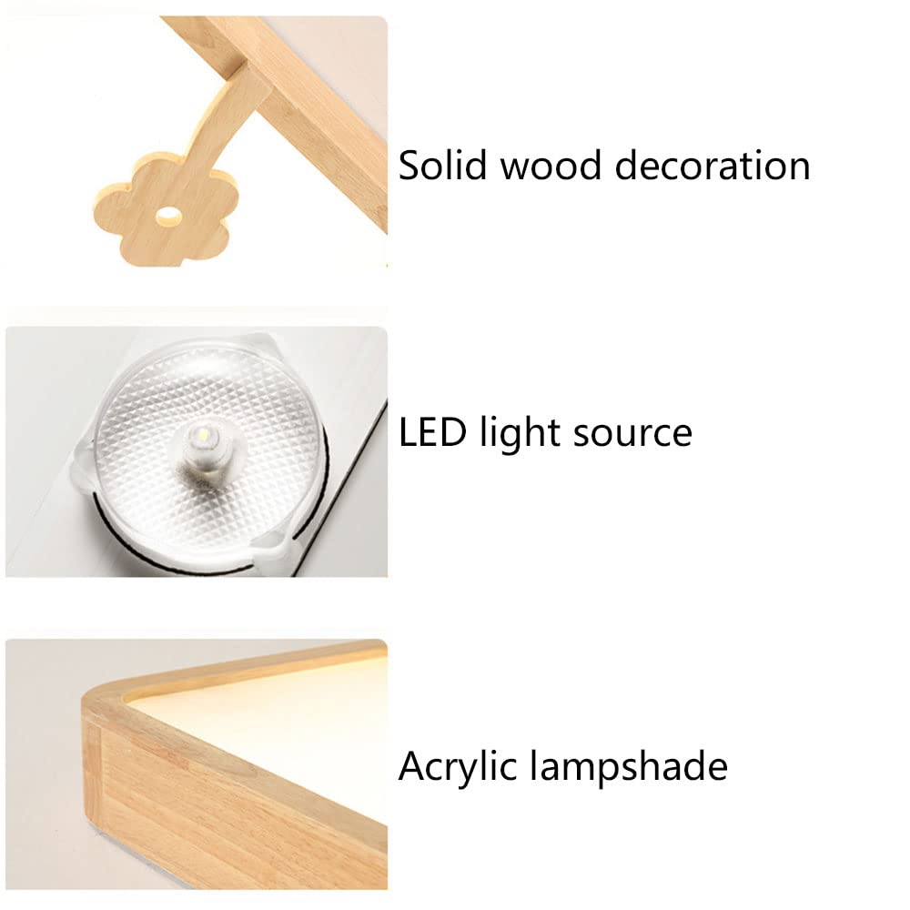 Minimalist LED Flush Mount Ceiling Light - 30W 2700LM Round Wood & Acrylic Dimmable Fixture with Remote Control (40cm Diameter x 8cm) for Bedroom, Kitchen, Loft - Modern Lighting for Home, Office & Commercial Spaces