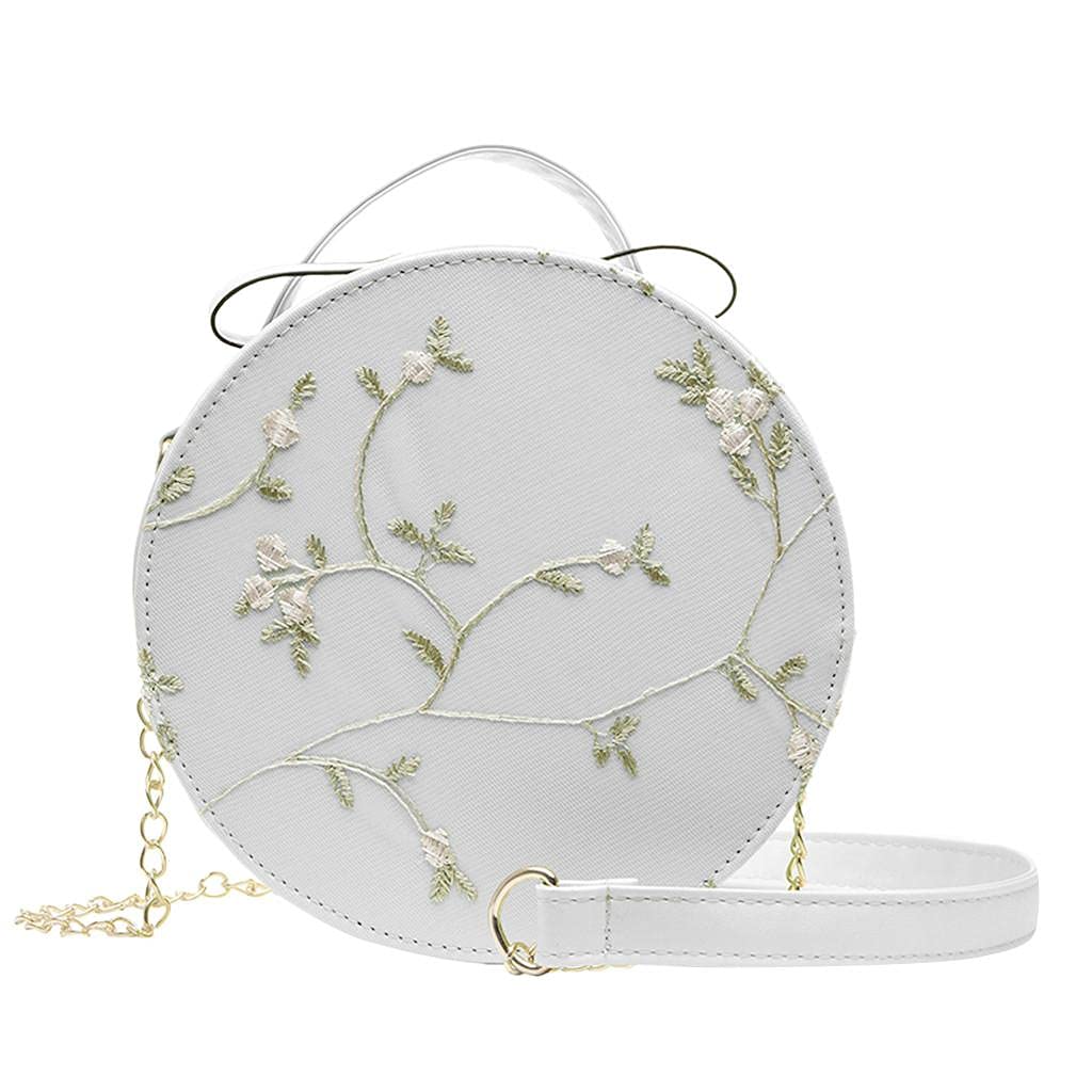 PATOPO Women's Crossbody Bag - Floral Embroidery Round Shoulder Purse, Fashionable Messenger Handbag for Ladies | Perfect for Work, Travel & Daily Use