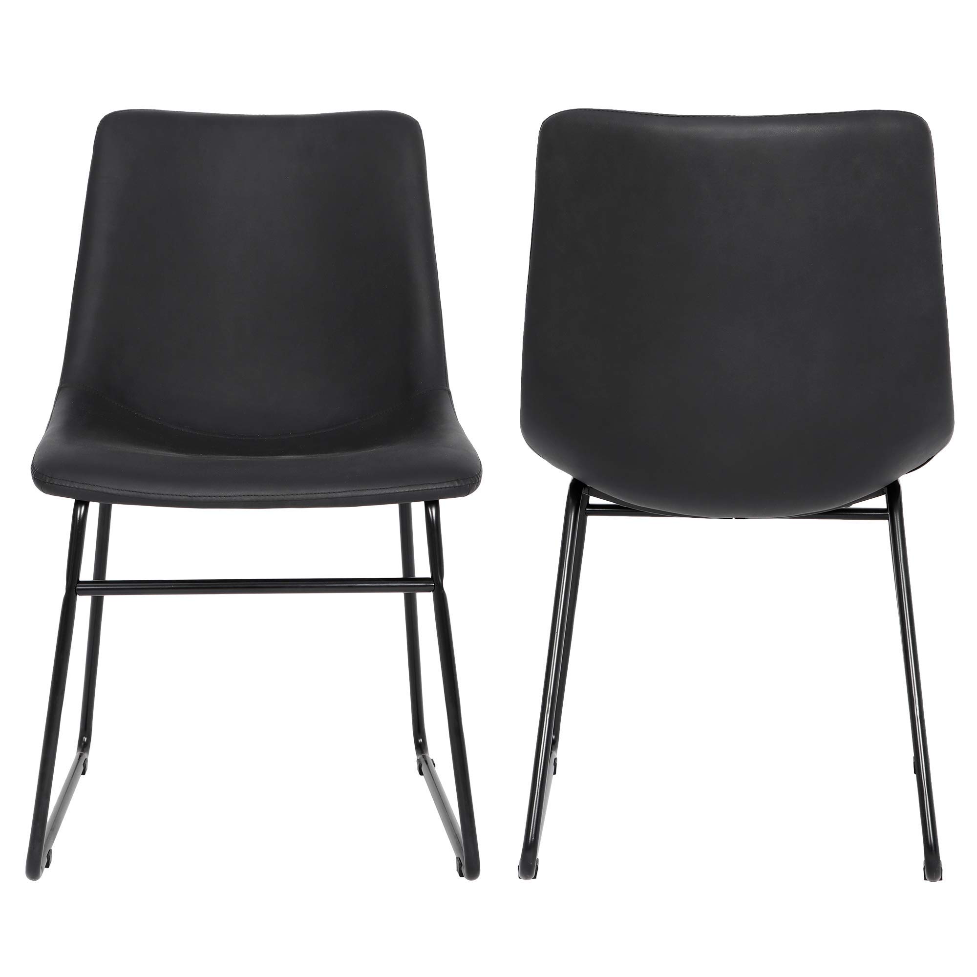 ZENY Set of 2 Modern Upholstered Dining Chairs with Metal Legs - PU Leather Armless Side Chairs for Kitchen, Dining Room, Bedroom & Living Room - Perfect for Small Spaces & Home Decor