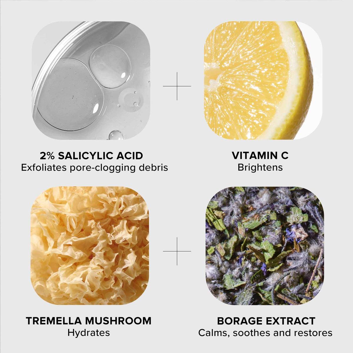 2% BHA + Borage Oil Pore Perfecting Liquid - Exfoliating Facial Treatment for Blackheads & Acne - Perfect for Oily & Combination Skin Care Routine