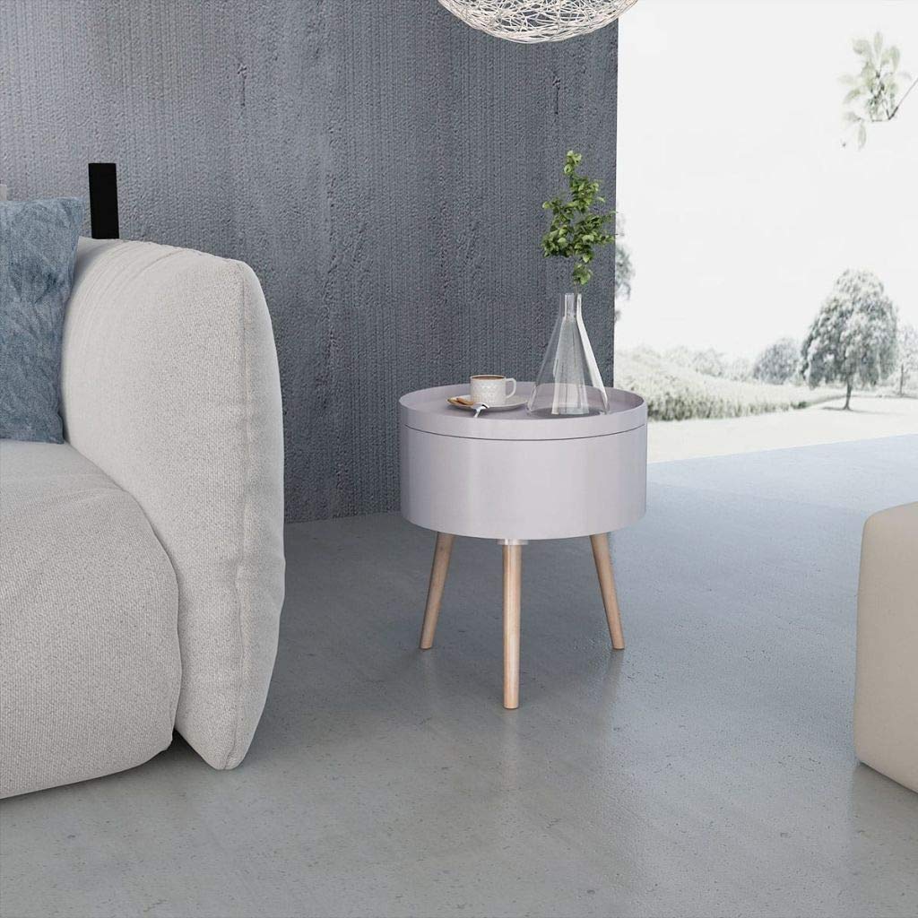 Round End Table with Removable Tray - Small Side Table & Coffee Table for Living Room, Bedroom, Office - Perfect Nightstand & Accent Table for Home Decor