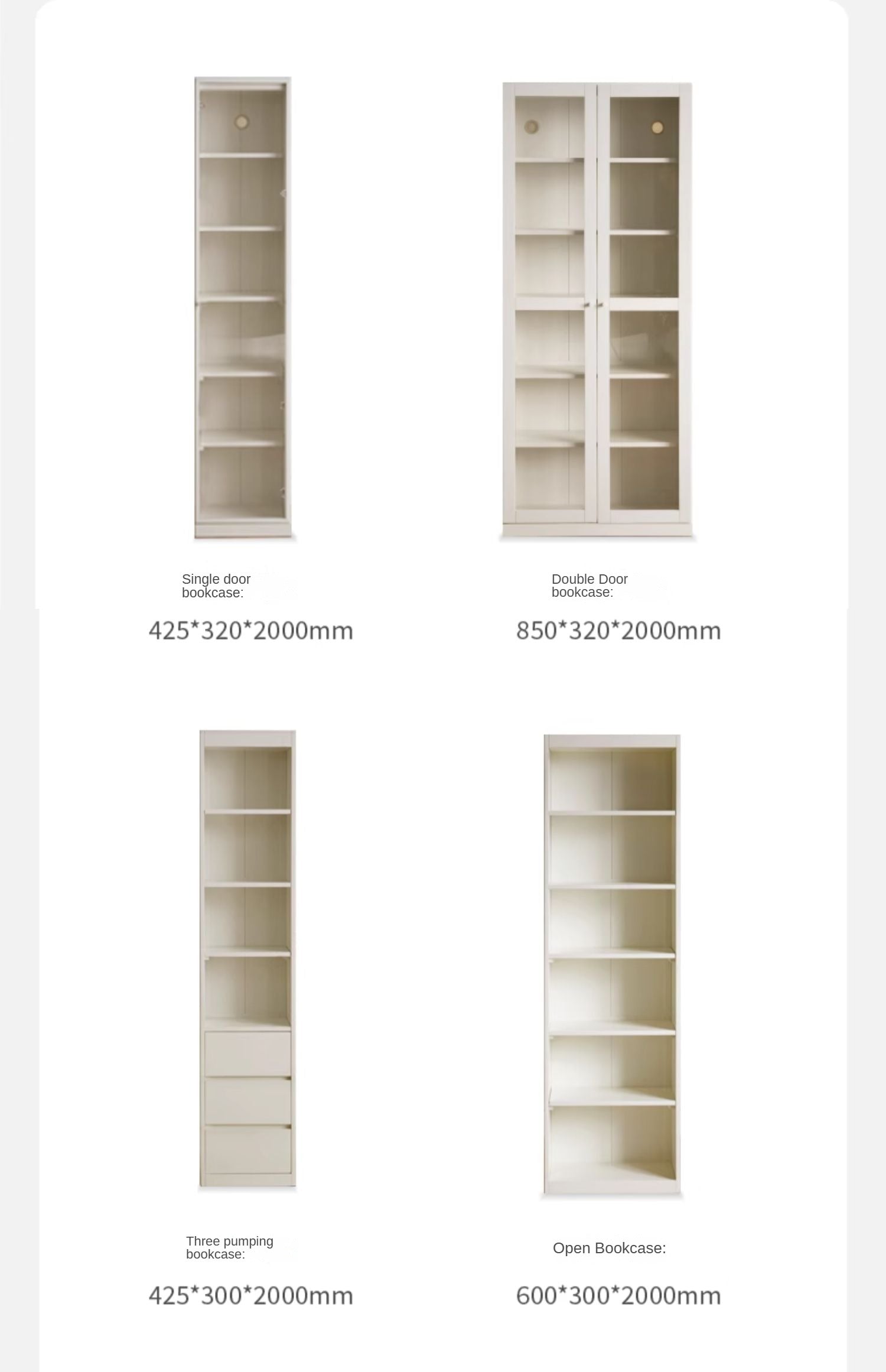Stylish Poplar Solid Wood Bookcase in Cream - Perfect for Living Room, Bedroom, or Home Office Storage
