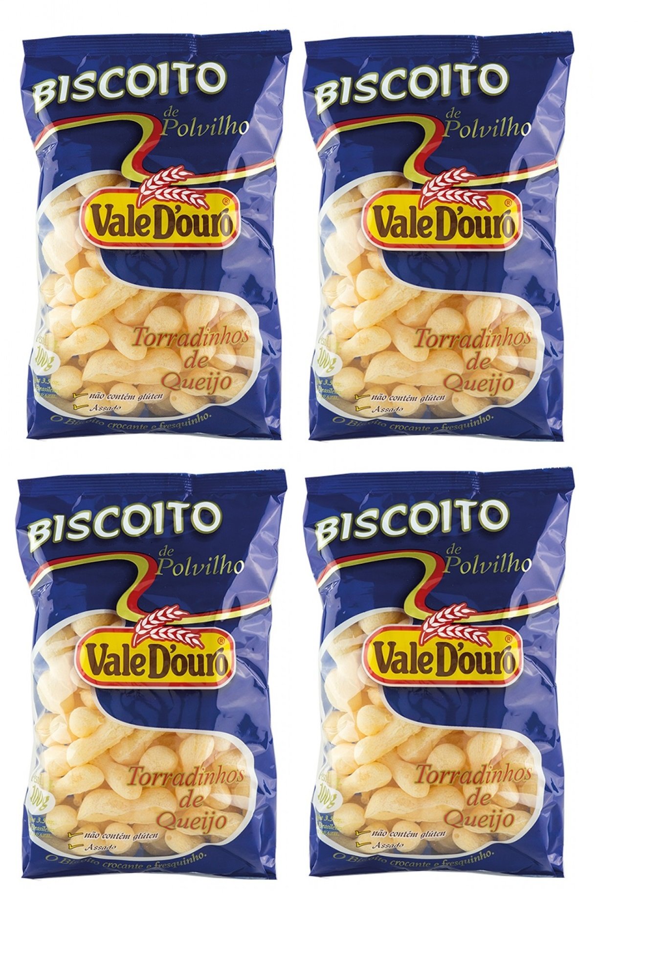 VALE D'OURO Gluten Free Cheese Polvilho Biscuits 100g - 4 Pack | Perfect for Snacking, Parties & Gluten-Free Diets