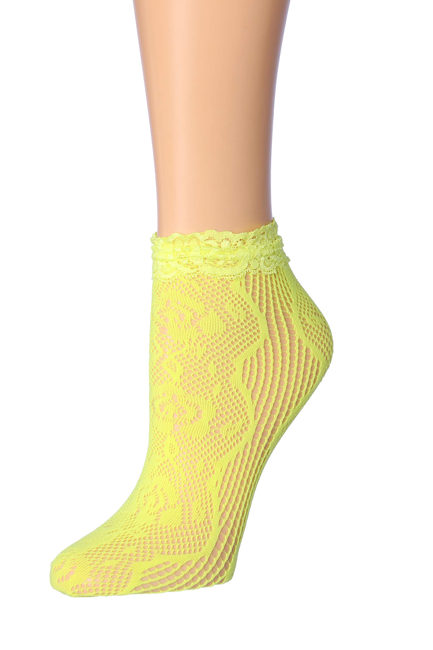 Colorful Women's 6 Pack Lace Ankle Socks with Ruffled Trim - Cute Fashion Socks for Casual Wear, Summer Outfits & Sneaker Styling