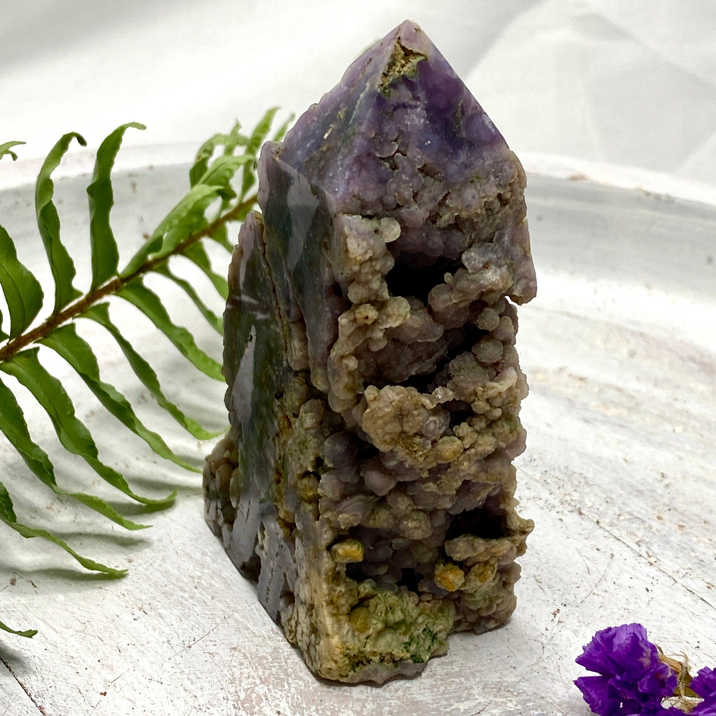 Natural Grape Agate Point - GAP 01 Healing Crystal for Meditation, Energy Work & Home Decor | Spiritual Stone for Reiki, Chakra Balancing & Crystal Collection