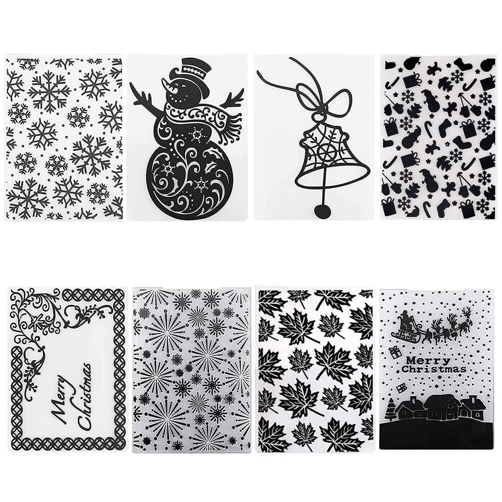Rainmae 8-Piece Christmas Plastic Embossing Folders Set - Snowflake Design for DIY Card Making, Scrapbooking & Photo Albums (5.9x4.1 Inch) | Perfect for Holiday Crafts, Gift Cards & Festive Decorations