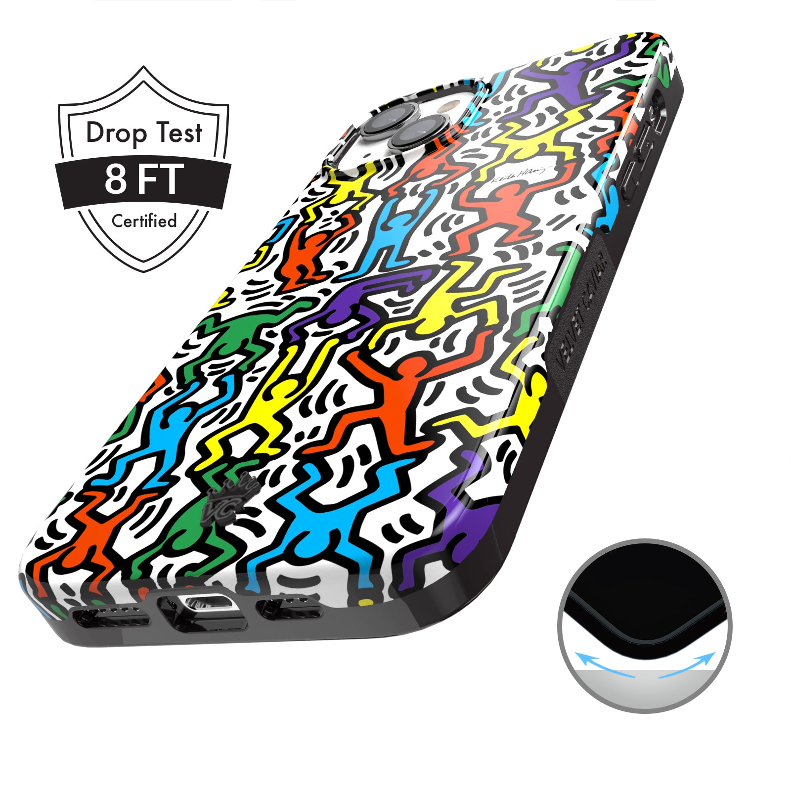 Keith Haring Rainbow Dancers iPhone Case - Artistic Protective Cover for iPhone 11/12/13/14/15 Pro Max - Vibrant Pop Art Design - Perfect for Fans, Artists & Trendy Accessories Lovers