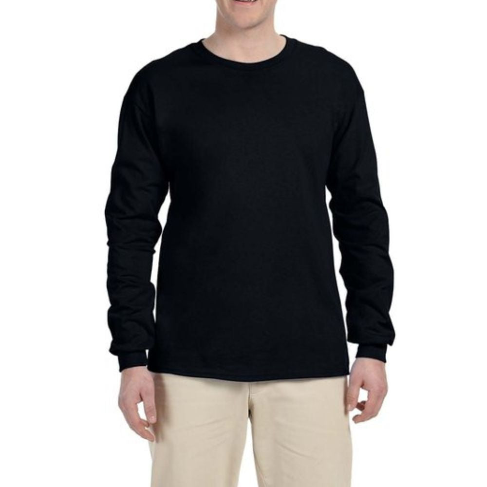 Gildan G240 Men's Ultra Cotton Long Sleeve T-Shirt - Black | Soft Comfortable Crewneck Tee for Casual Wear, Work & Everyday Outfits