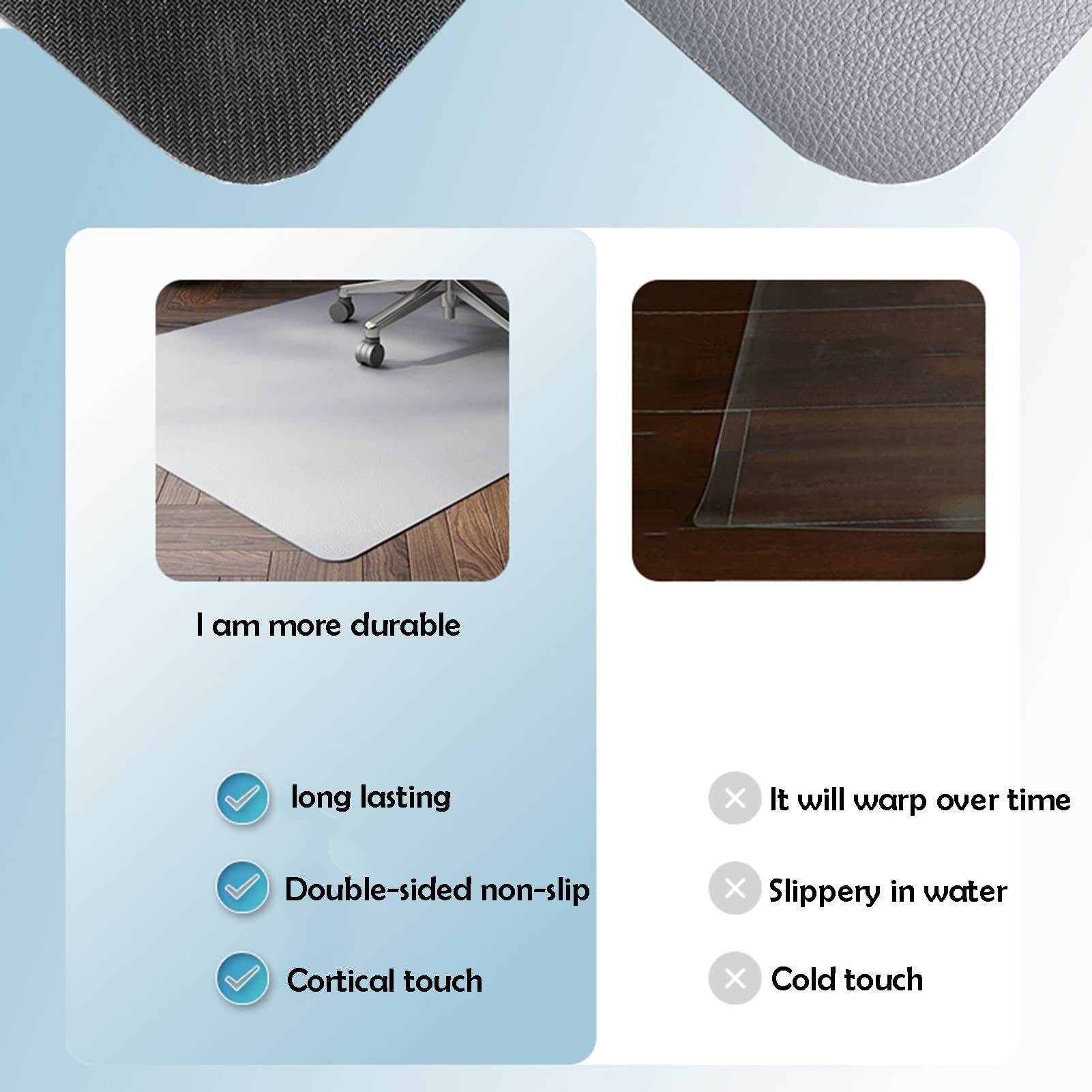 Non-Slip Floor Chair Mat for Hardwood & Wooden Floors - 70x120cm Office Chair Protector Mat for Home & Office (Grey) - Perfect for Desks, Gaming & Workspaces