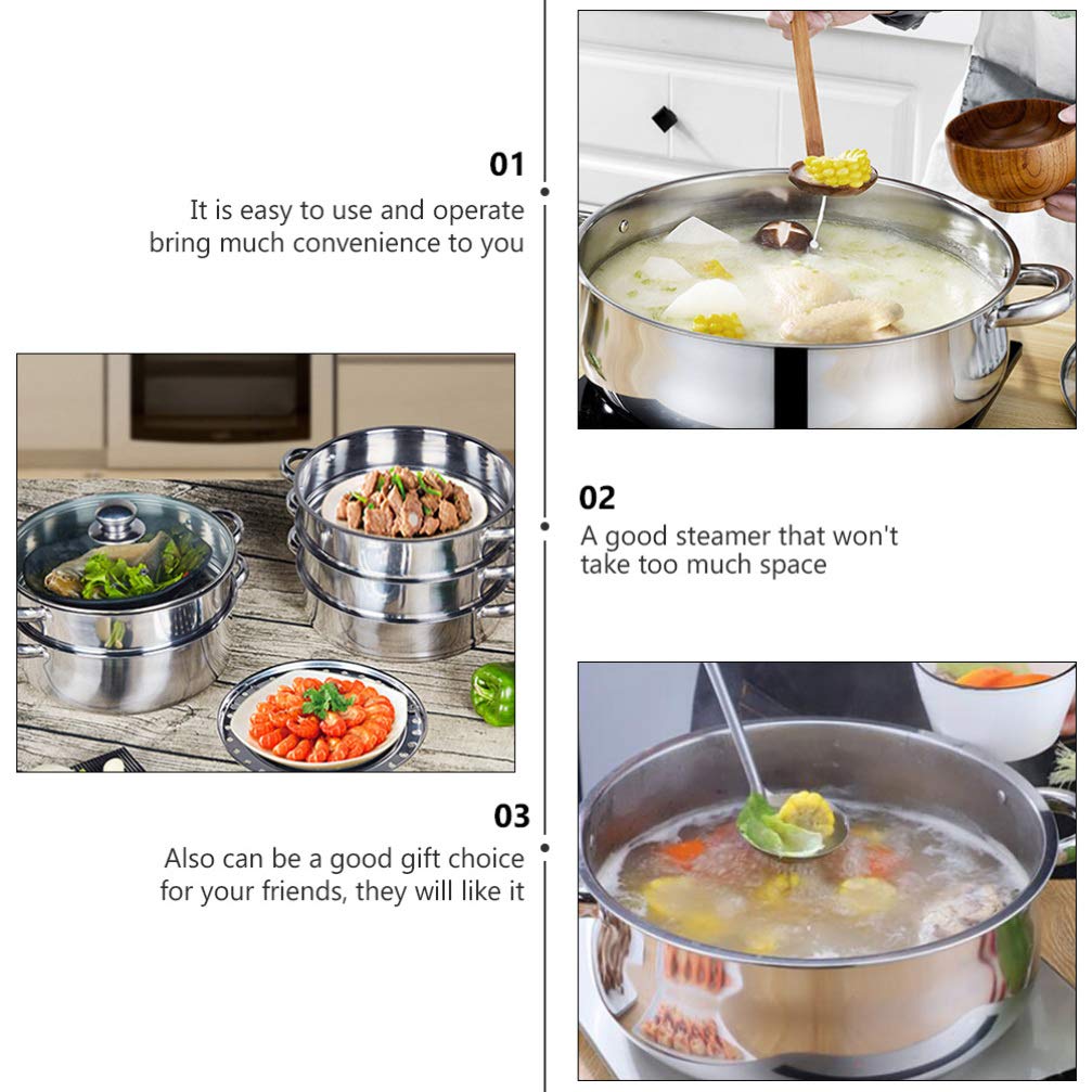 Premium Stainless Steel Soup Pot with Steamer - 5QT Multi-Function Stock Pot for Cooking, Steaming & Soup Making - Ideal for Home Kitchen, Restaurants & Meal Prep