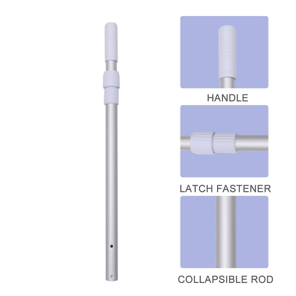Professional Telescopic Pool Cleaning Pole - Extendable Mop Rod for Swimming Pools, Windows & Household Cleaning | Heavy Duty Vacuum Extension Pole with Net Attachment | Perfect for Pool Maintenance, Window Washing & Hard-to-Reach Areas