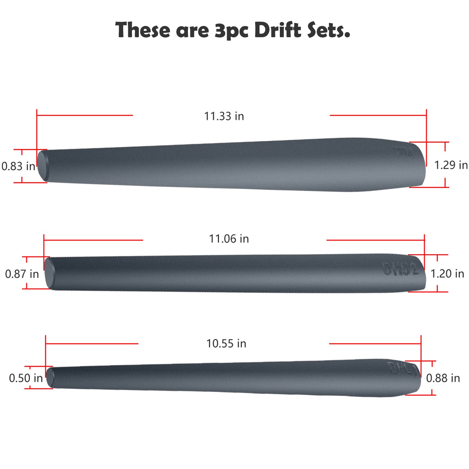 **Professional Blacksmith Drift Set - 3-Piece Forging Tools for Knifemaking, Tomahawk Axe & Hammer (Perfect for Tongs, Axes & Blacksmithing Projects)** - **Ideal for DIY Metalworking, Blade Crafting & Tool Repair**