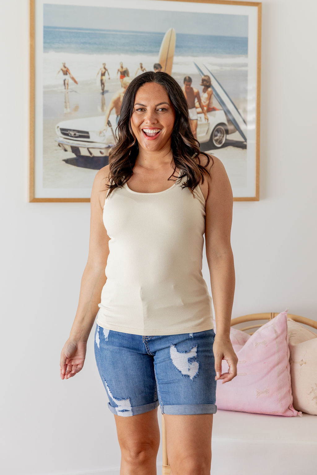 Premium Billi Tank Top in Ecru - Soft & Breathable Women's Casual Shirt for Summer Outfits & Layering