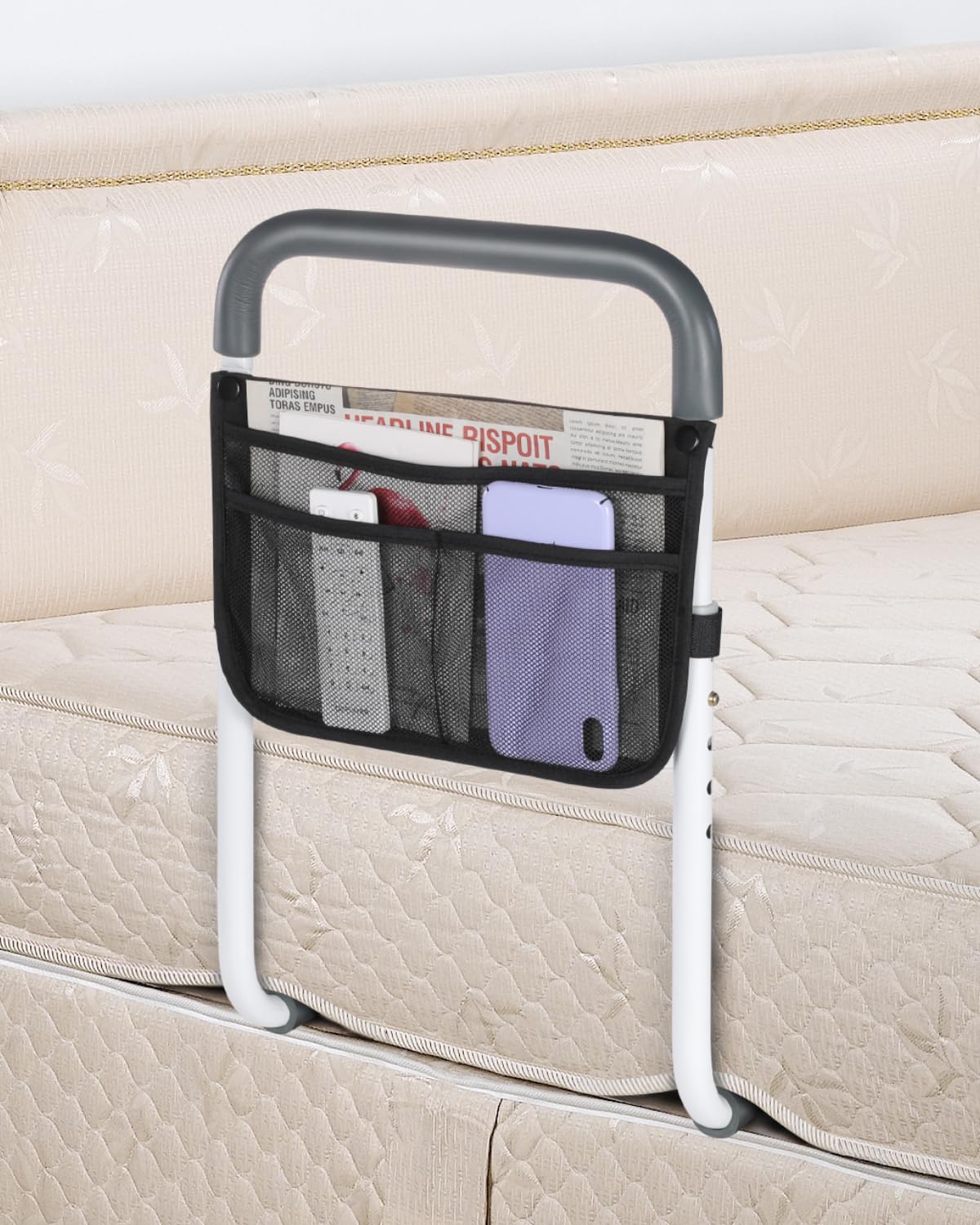 Adjustable Bed Safety Rails for Elderly Adults & Seniors - Sturdy Bed Assist Handles with Storage Bag & Fixing Straps - Universal Fit for King, Queen, Full & Twin Beds - Ideal for Fall Prevention & Bed Mobility Support