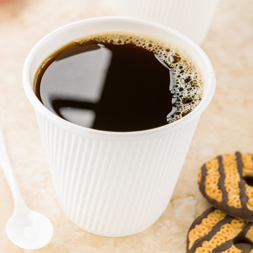 8 oz White Paper Coffee Cups with Ripple Wall - 3.5