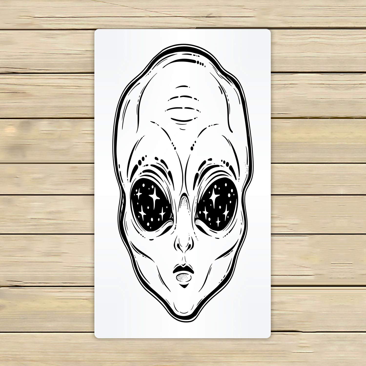 Alien Head Beach Towel with Starry Eyes & Space Design - 16x28 Inch Soft Bath Towel for Pool, Beach, Shower, Travel & Outdoor Use
