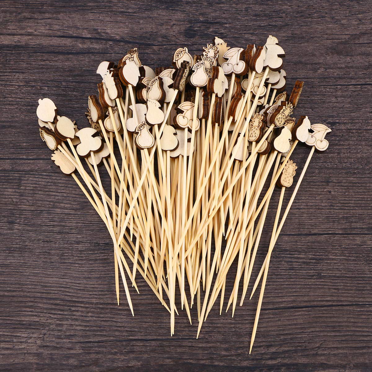 DOITOOL 100-Pack Disposable Wooden Dessert Forks - 12cm Assorted Fruit Picks for Cocktails, Appetizers, Party Supplies & Food Serving | Perfect for Weddings, BBQs, Picnics & Catering Events