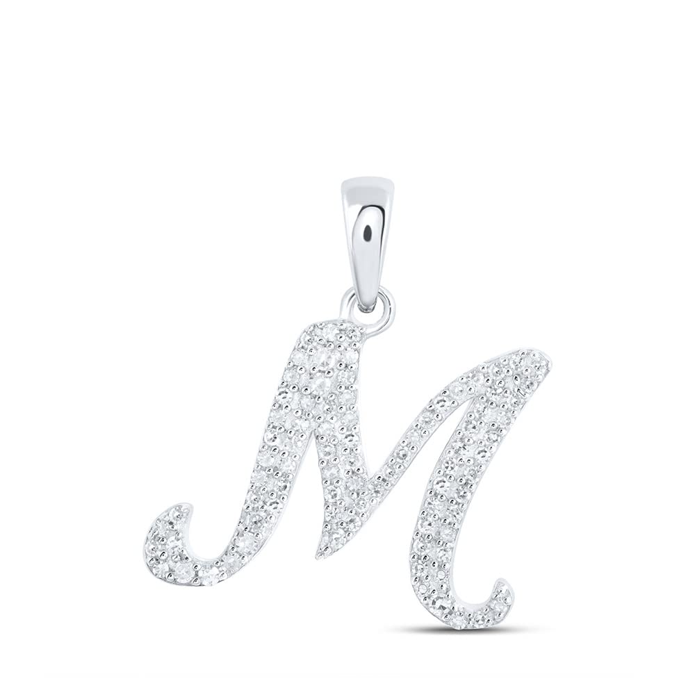 10K White Gold Women's Round Diamond Initial 