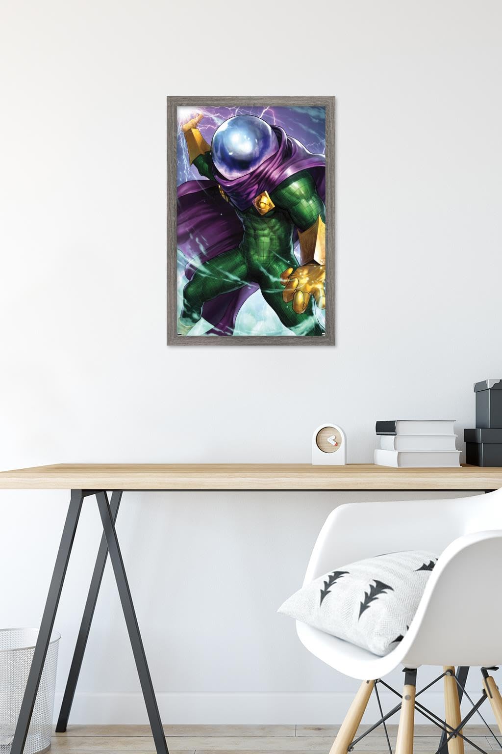 Marvel Comics Mysterio - Miles Morales Spider-Man #6 Framed Wall Poster 22.4x14.7 Inches | Barnwood Frame | Superhero Home Decor for Bedroom, Living Room & Office
