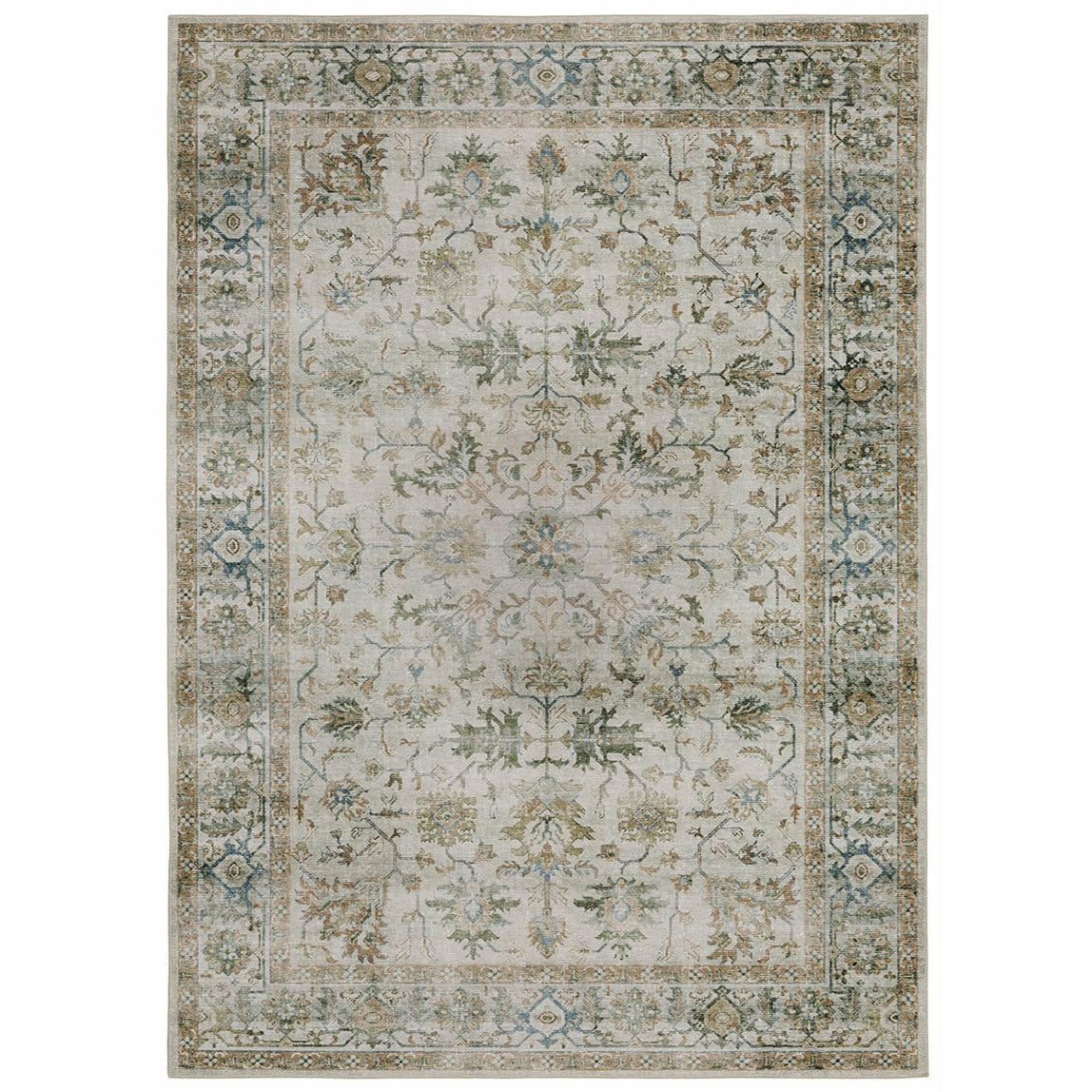 Charleston Ivory Washable Rug - Soft & Durable Indoor/Outdoor Area Rug for Living Room, Bedroom, Patio - Easy to Clean & Stain Resistant