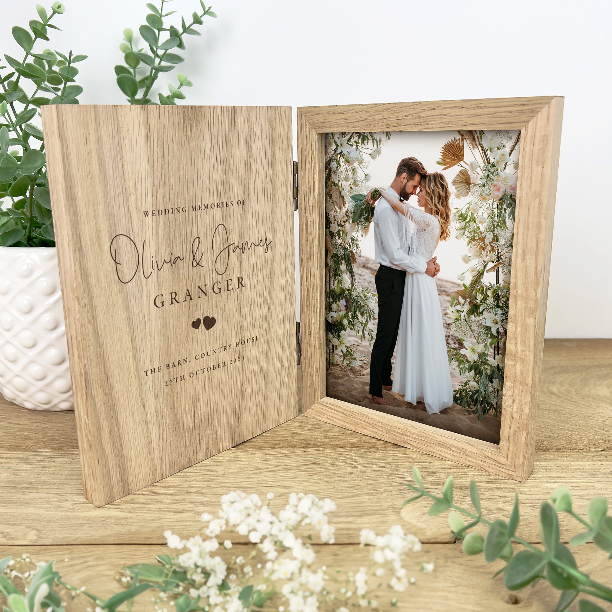 Personalized Wedding Script Text Book Photo Frame - Custom Keepsake for Wedding Vows, Anniversary Gifts & Home Decor - Perfect for Displaying Love Letters, Wedding Vows or Special Memories in Living Room, Bedroom or Office