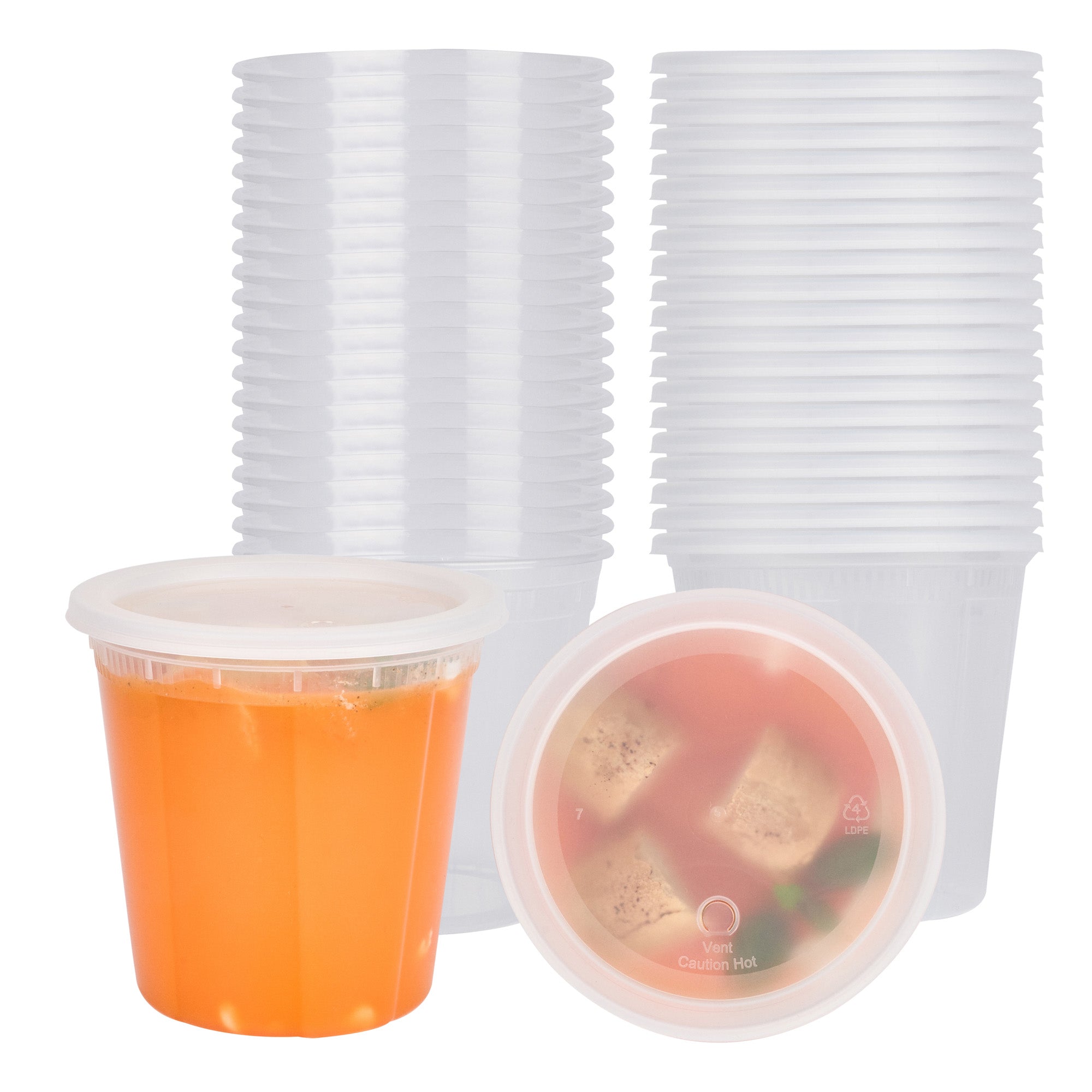 32 oz Round Clear Plastic Soup Containers with Lids - 50 Pack, Microwave Safe & Leak Proof Food Storage Containers for Takeout, Meal Prep, Catering & Leftovers (5