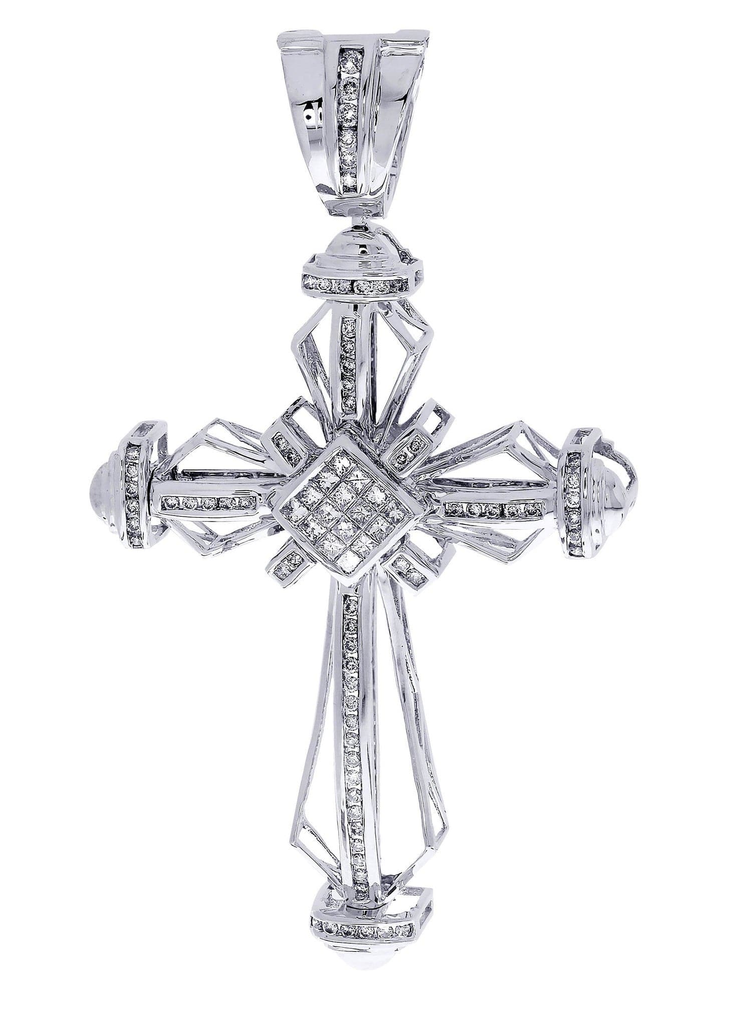 1.42 Carat Diamond Cross Pendant Necklace - 18.02 Grams Solid Gold Religious Jewelry for Women - Perfect for Church, Baptism & Special Occasions