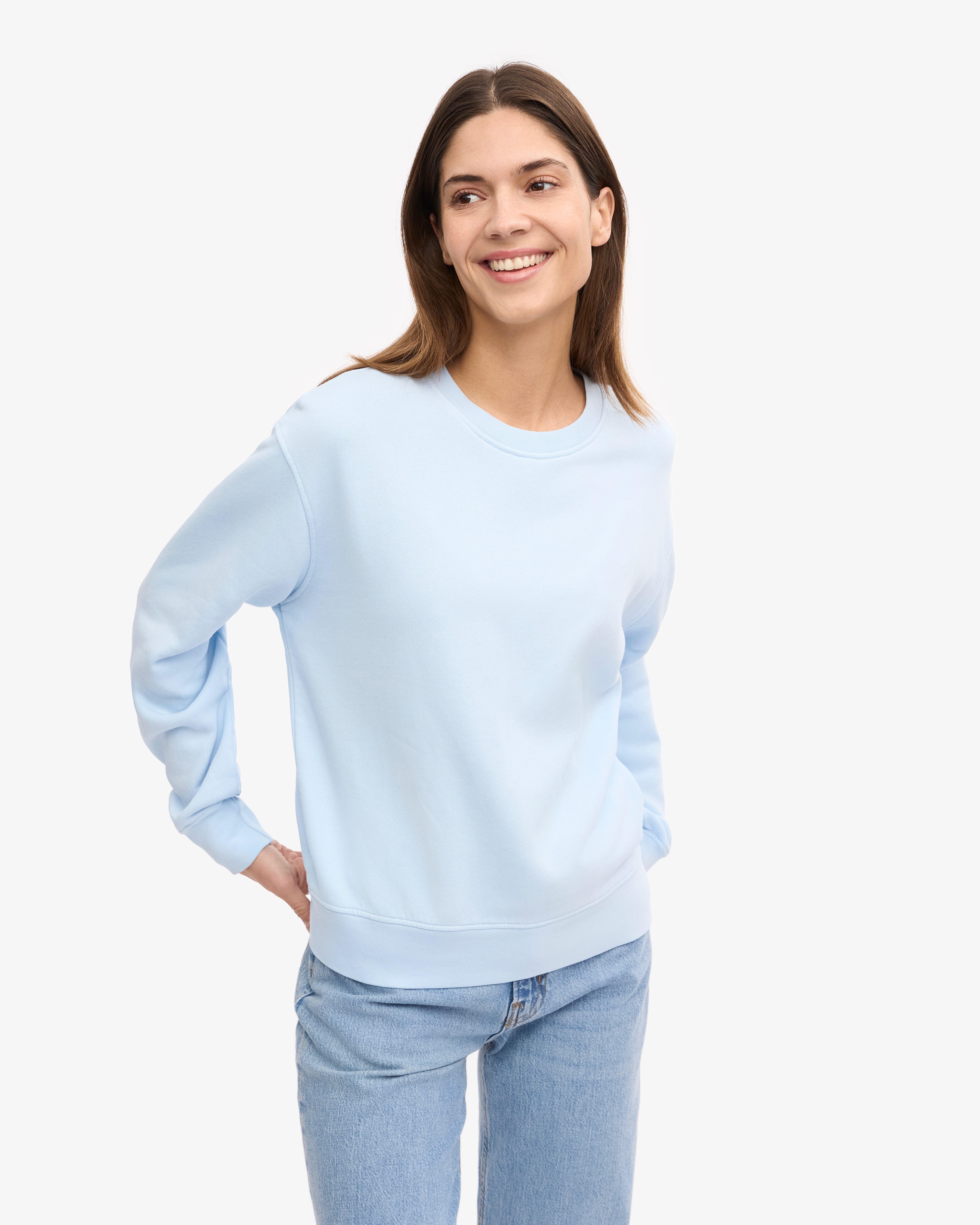 Women's Classic Organic Cotton Crew Neck T-Shirt - Polar Blue - Casual Wear, Lounge & Everyday Comfort