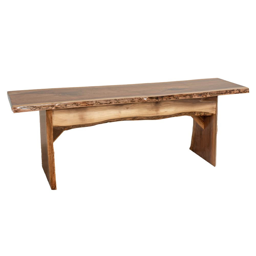 Rustic Red Door Co. Live Edge Wooden Bench - Solid Walnut Wood Dining Bench with Natural Edge - 4 Foot Long Clear Coated Wooden Slab Bench for Farmhouse, Dining Room, or Entryway Decor