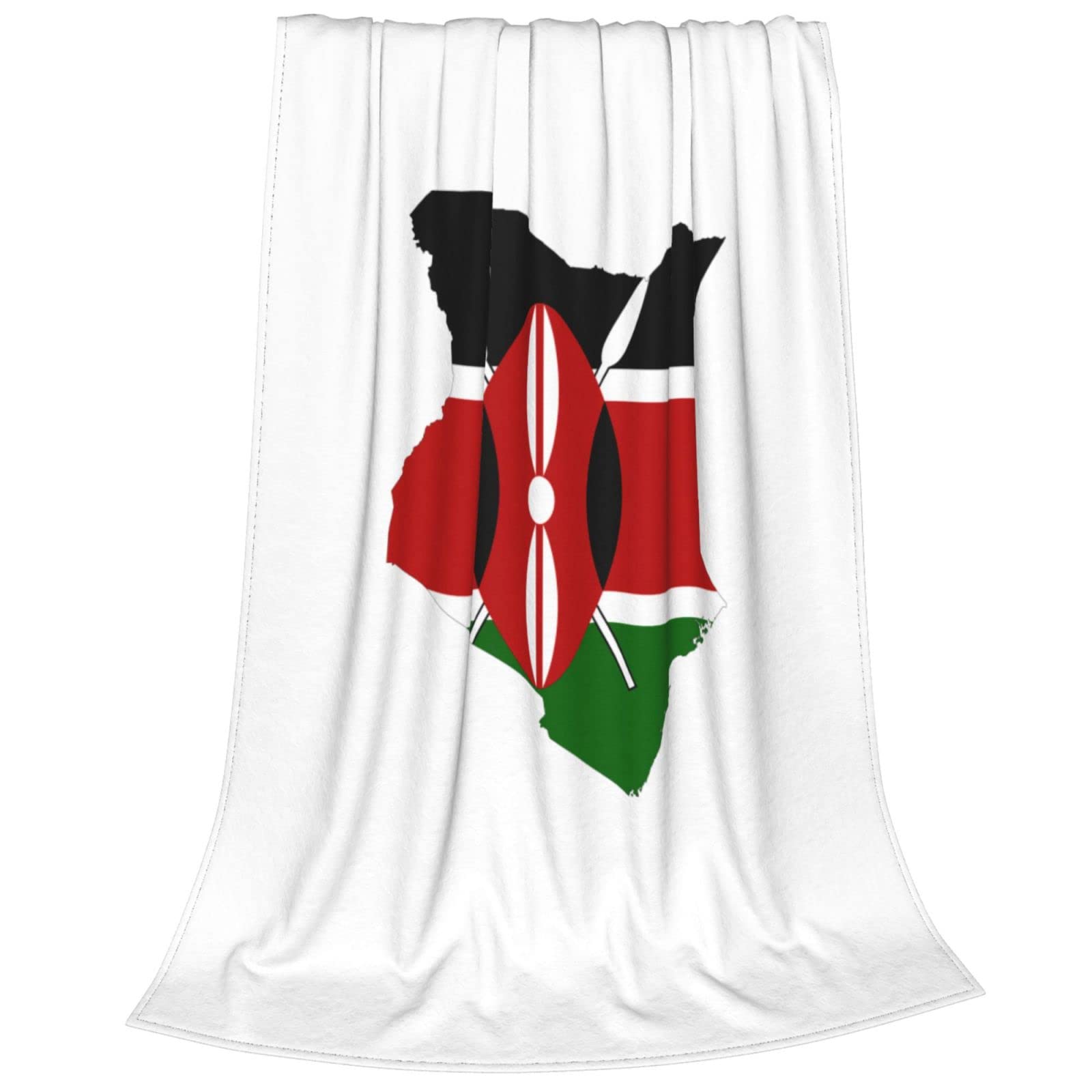 Kenyan Flag Map Fleece Throw Blanket - Ultra Soft & Warm Cozy Blanket for Couch, Bed, Sofa - Perfect for Home Decor, Gifts & Outdoor Camping