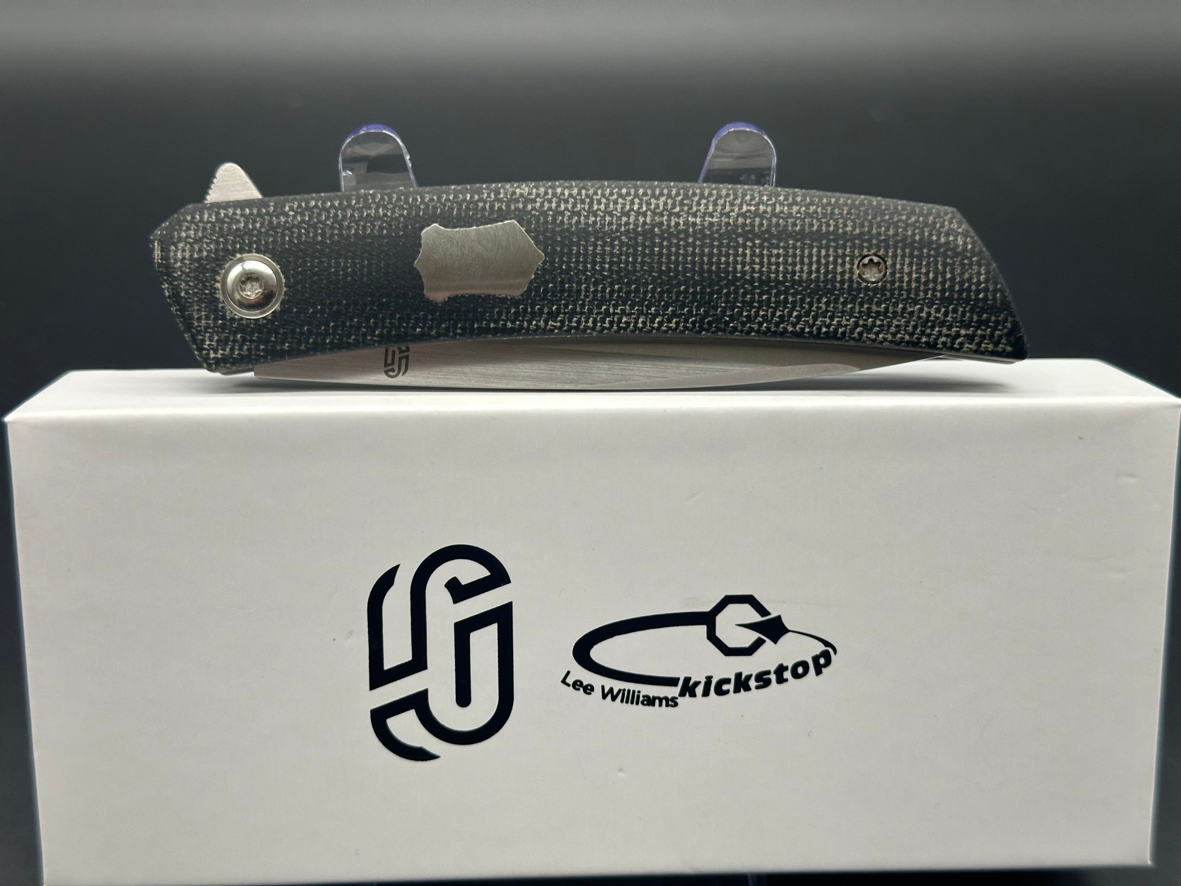 Jared Oeser F-22 Kickstop Flipper Knife - Black Micarta Handle with Satin Blade (3.4