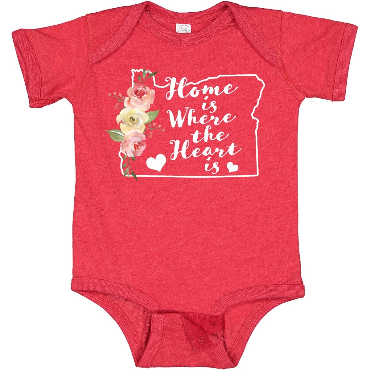 Inktastic Oregon Home is Where The Heart is Baby Bodysuit - Watercolor Floral Design, Soft Cotton Infant Onesie for Newborns & Toddlers - Perfect for Family Photos, Holidays & Everyday Wear