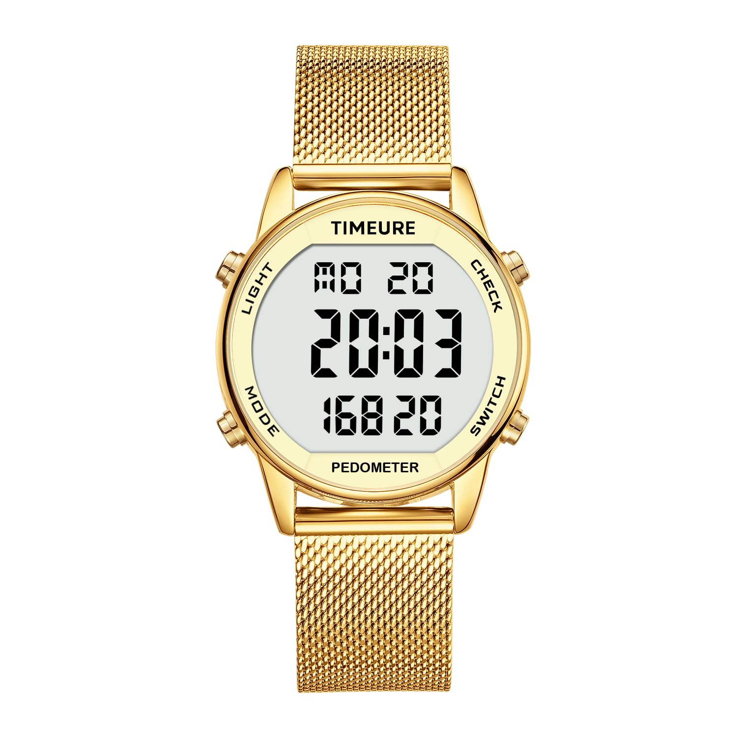 Women's Fitness Tracker Watch - Step Counter Pedometer with Stainless Steel Band | No App Needed | Tracks Steps, Calories, Distance | Features Alarm & Countdown Timer | Perfect for Walking, Running, Gym Workouts & Daily Activity Tracking (Model TU-2401)