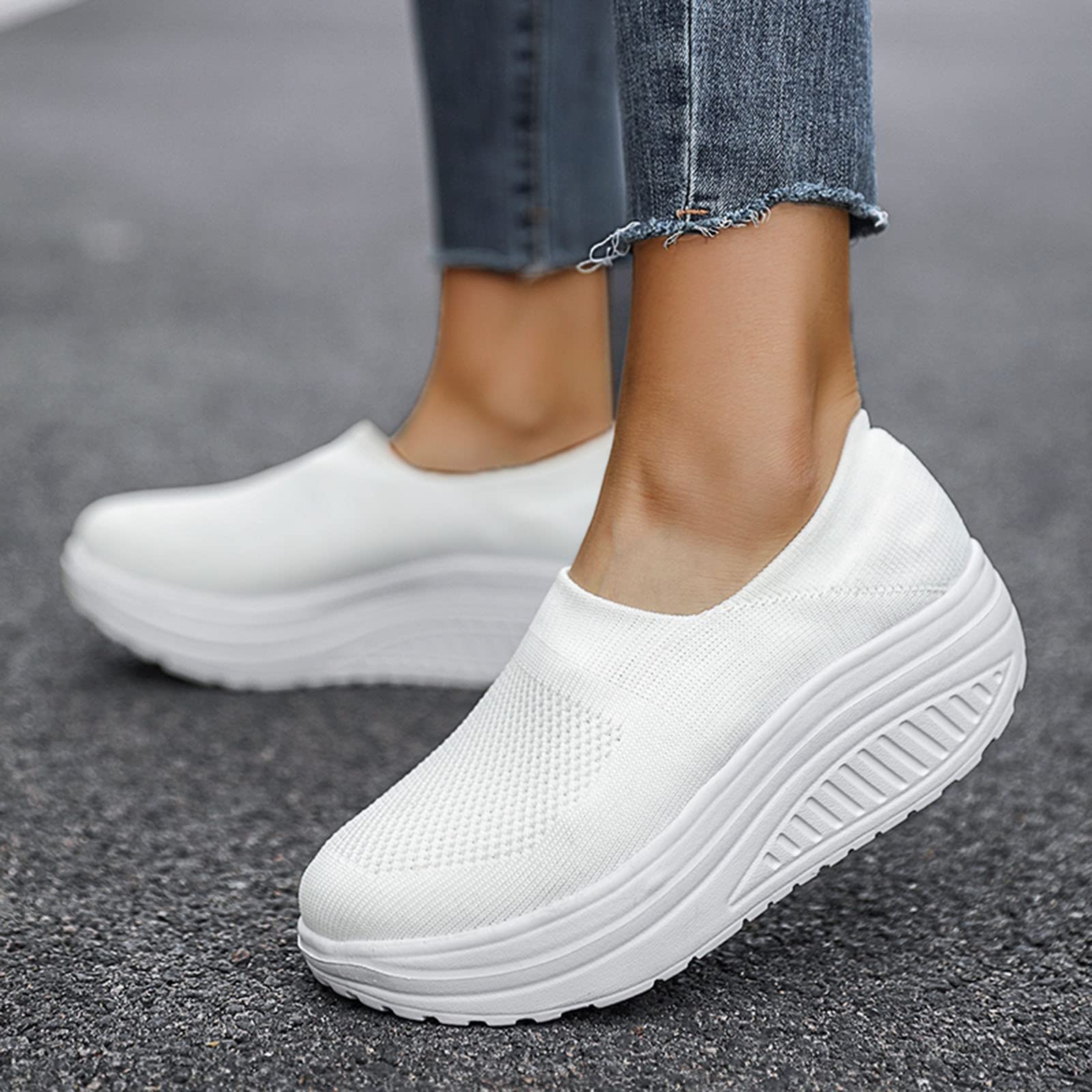 ZBYY Women's Comfortable Slip-On Wedge Sneakers - Breathable Running, Tennis & Walking Shoes with Fashionable Wedge Heel | Perfect for Gym, Workout, Casual Wear & Daily Activities