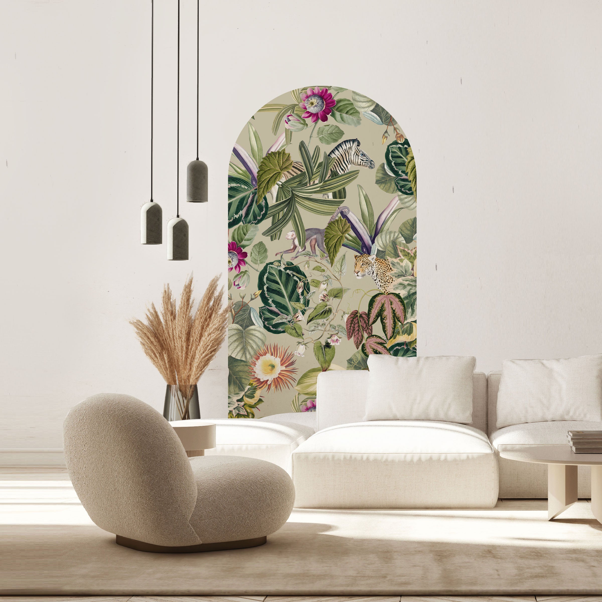 Peel and Stick Arch Wallpaper Decal - Bold Botanics Floral Design | Self-Adhesive Wall Mural for Bedroom, Living Room & Nursery Decor