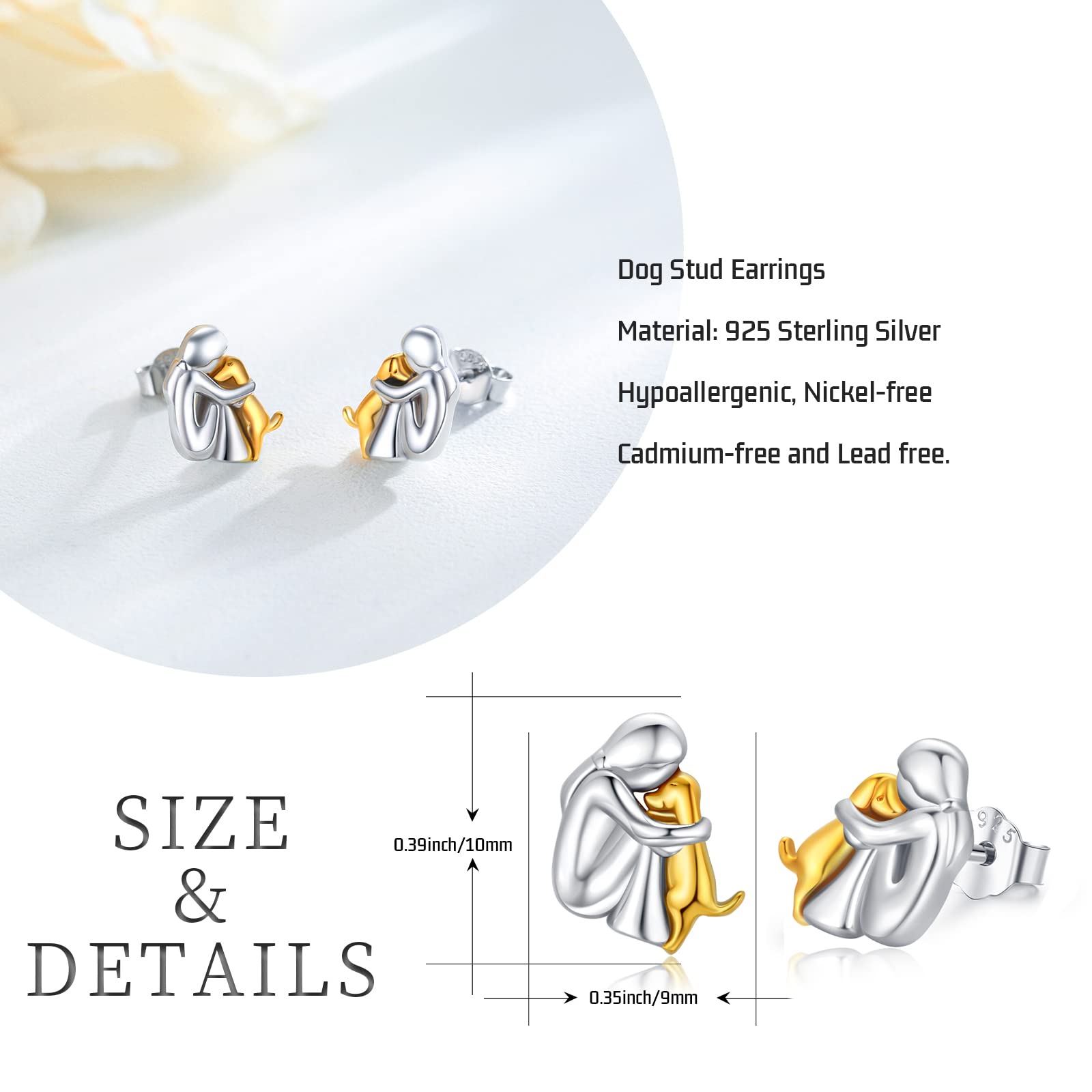 925 Sterling Silver Dog Stud Earrings - Cute Puppy Pet Jewelry for Women & Girls | Hypoallergenic Gift for Dog Lovers | Perfect for Sensitive Ears, Daily Wear & Special Occasions
