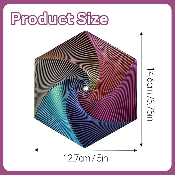 2 Packs 3D-Printed Colorful Fractal Fidget Hexagon Toys - Anti-Anxiety Stress Relief Sensory Toys for Adults & Kids - Perfect for Office, Travel, and Classroom Focus - Unique Birthday Gift Idea