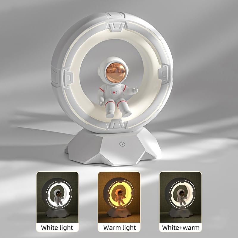 Rechargeable Astronaut Space Night Light for Kids - 9-Level Dimmable Warm & Cool LED Nightlight, Touch Control for Nursery, Bedroom, Living Room & Desk | Perfect for Bedtime, Reading & Night Feedings