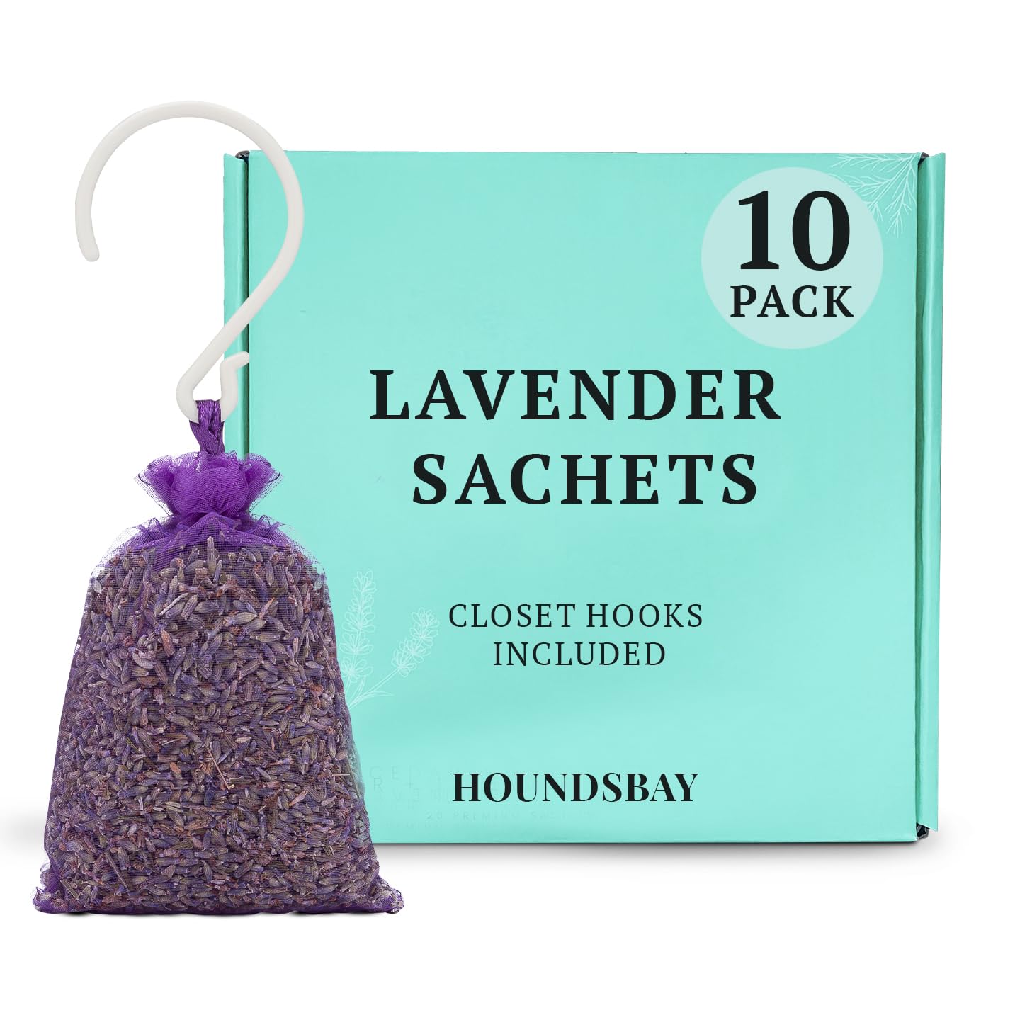 10 Pack Lavender Sachet Bags - Premium Scented Drawer Liners with Hanging Hooks | Natural Aromatherapy for Closet, Dresser, Car, Gym Bag & Travel | Freshen Small Spaces & Eliminate Odors