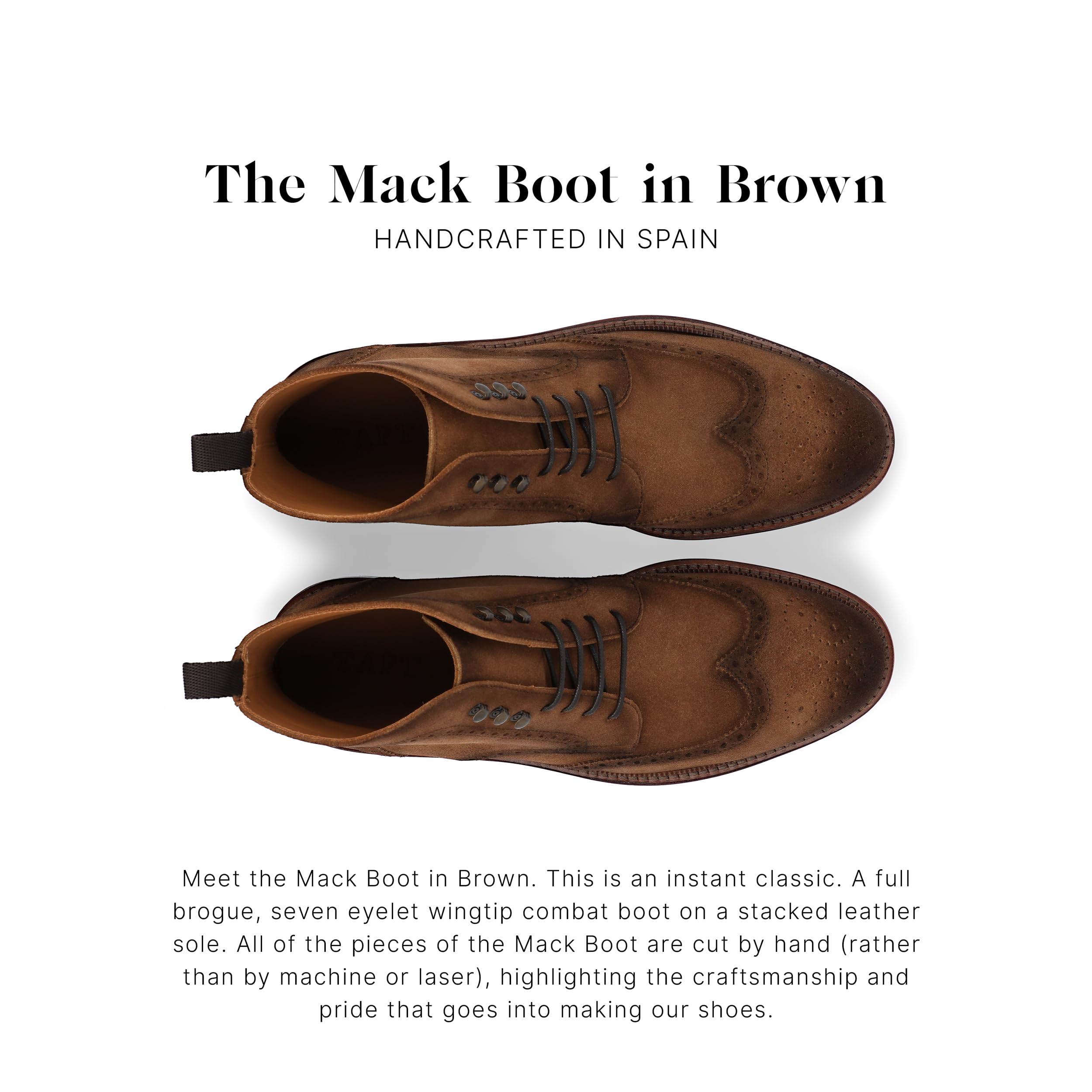 TAFT Mack Boot - Handcrafted Burnished Suede Leather Men's Wingtip Brogue Dress Boots for Formal & Business Occasions | Premium Lace-up Ankle Boots for Weddings, Office & Night Out