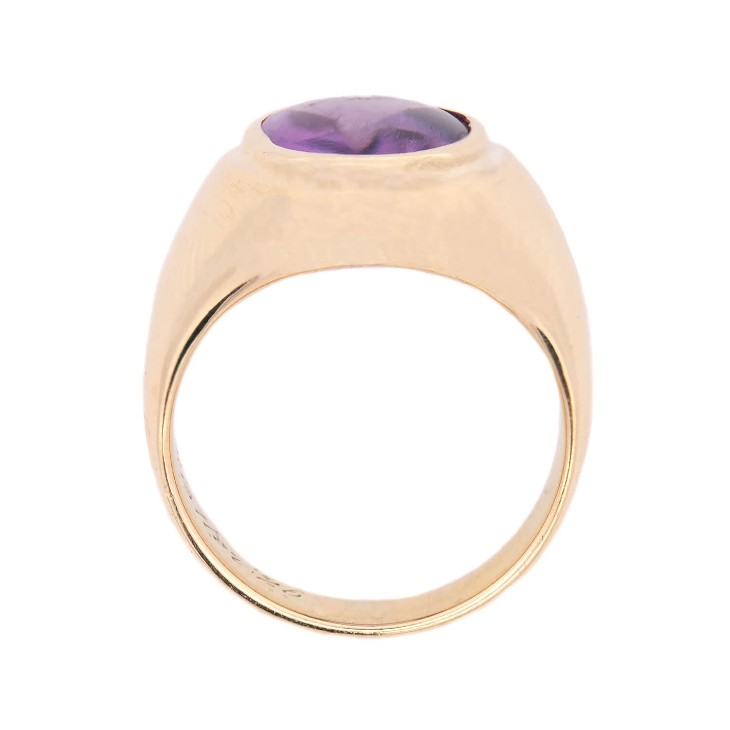 Vintage TIFFANY & CO. Art Deco 14K Gold Amethyst Flush Mount Ring for Women | Elegant Purple Gemstone Jewelry for Engagement, Anniversary & Special Occasions