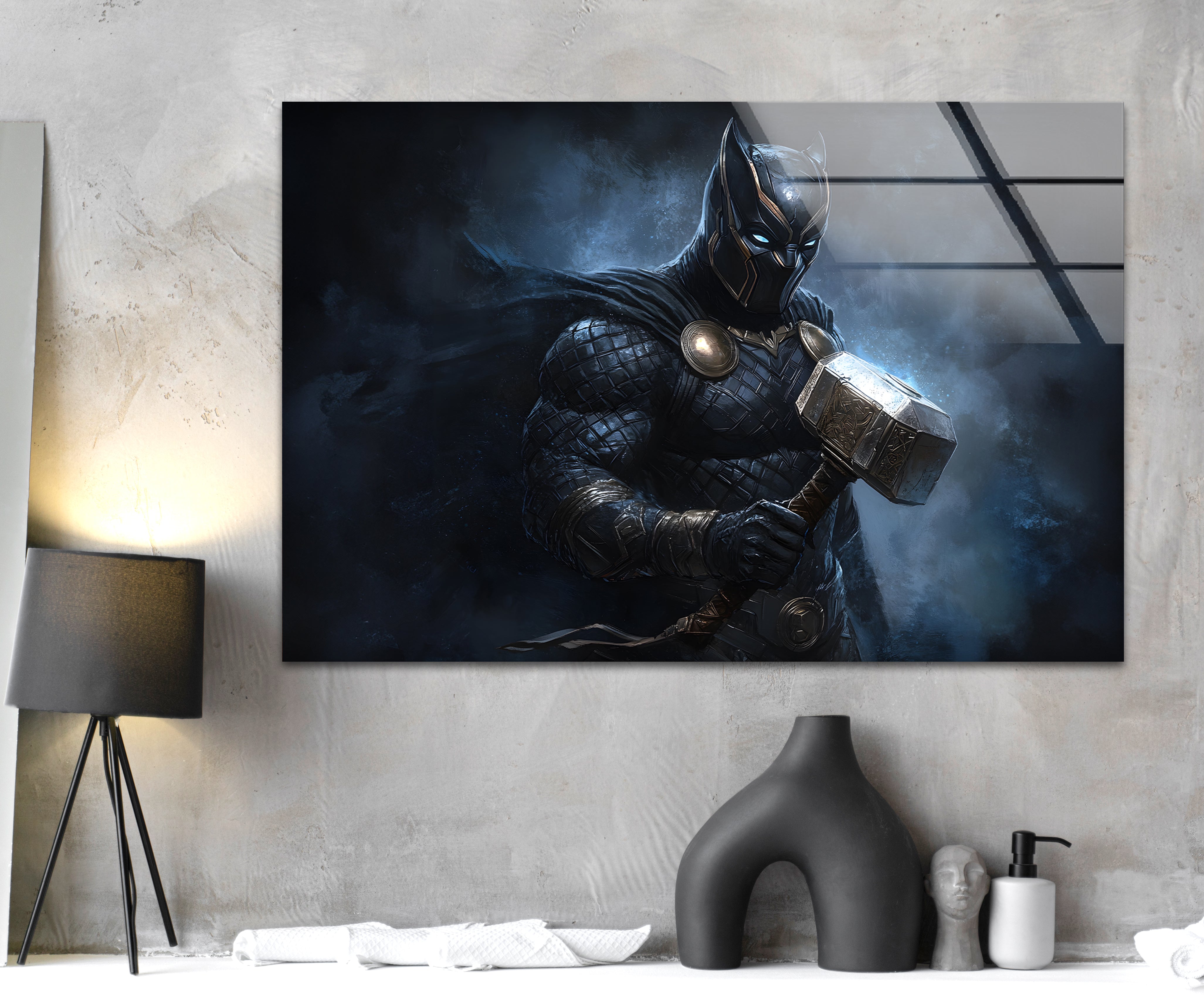 Black Panther Among The Fog - Stunning Glass Wall Art Decor for Living Room, Bedroom & Office - Modern Wildlife Animal Artwork for Home & Office Decor