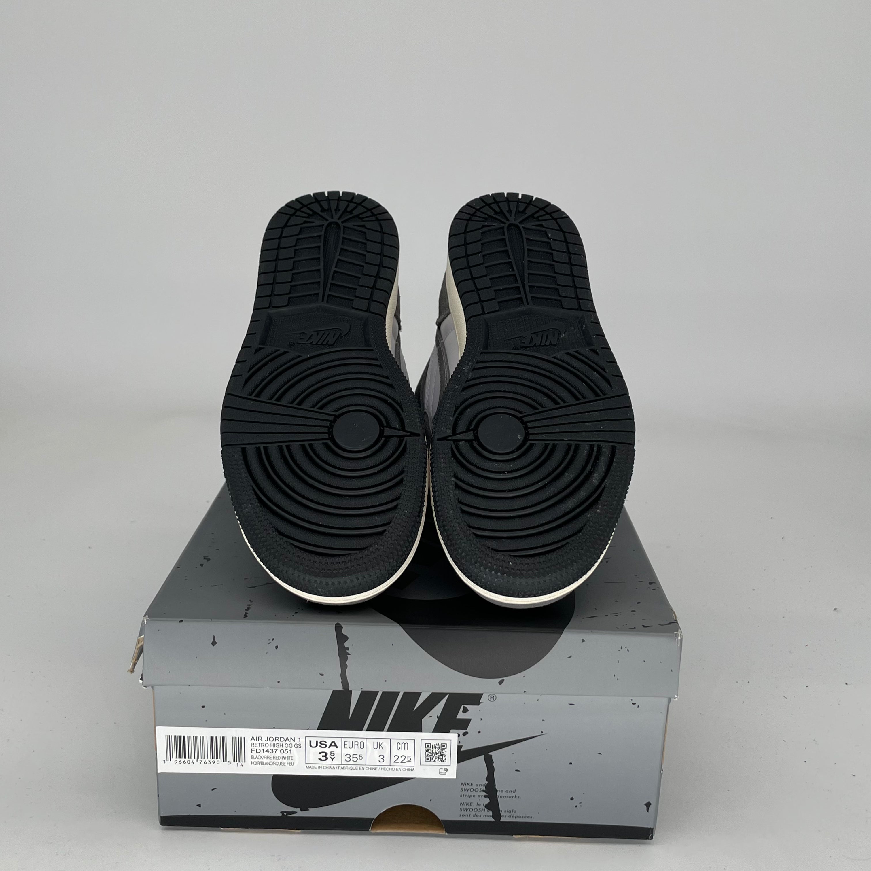 AIR JORDAN 1 WASHED BLACK Sneakers - Size 3.5Y (FD1437-051) - Retro Basketball Shoes for Men & Women - Perfect for Casual Wear, Street Style & Sneaker Collection