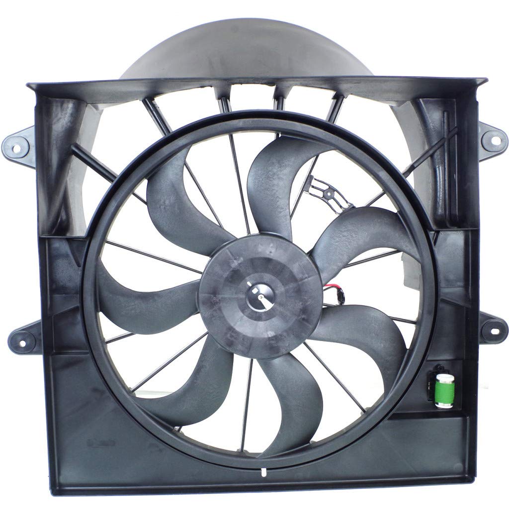 Jeep Commander Radiator Fan 2008-2010 Replacement - Single Fan with Motor for 3.7L & 4.7L Engine - OEM CH3117105 & 55037969AB - Perfect for Cooling System Repair & Maintenance