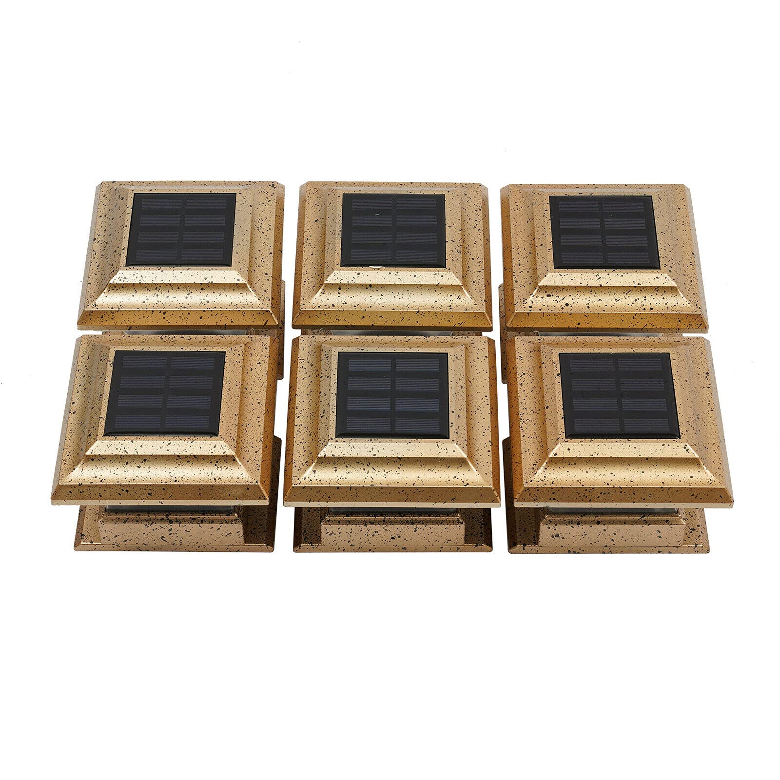 OUKANING 6PCS Solar LED Deck Lights, Waterproof Outdoor Garden Fence Lights for 4x4 Wooden Posts, Copper Landscape Lighting for Patio, Yard, Pathway - Perfect for Garden, Driveway, and Backyard Decoration