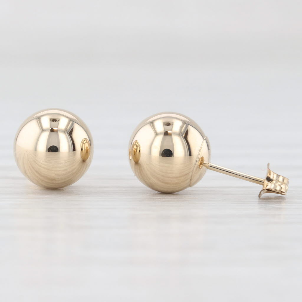 8mm Bead Stud Earrings 14k Yellow Gold - Polished Finish Dainty Earrings for Women - Perfect for Everyday Wear, Work & Special Occasions