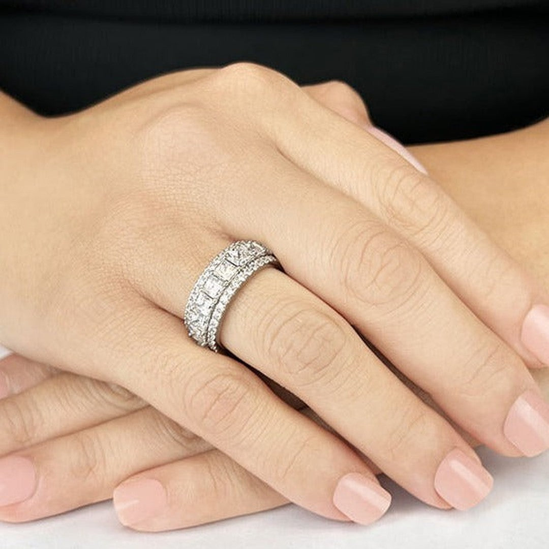 3.23 Carat Princess & Round Cut Diamond Eternity Wedding Band Ring for Women - Perfect for Engagement, Anniversary & Bridal Jewelry Gifts