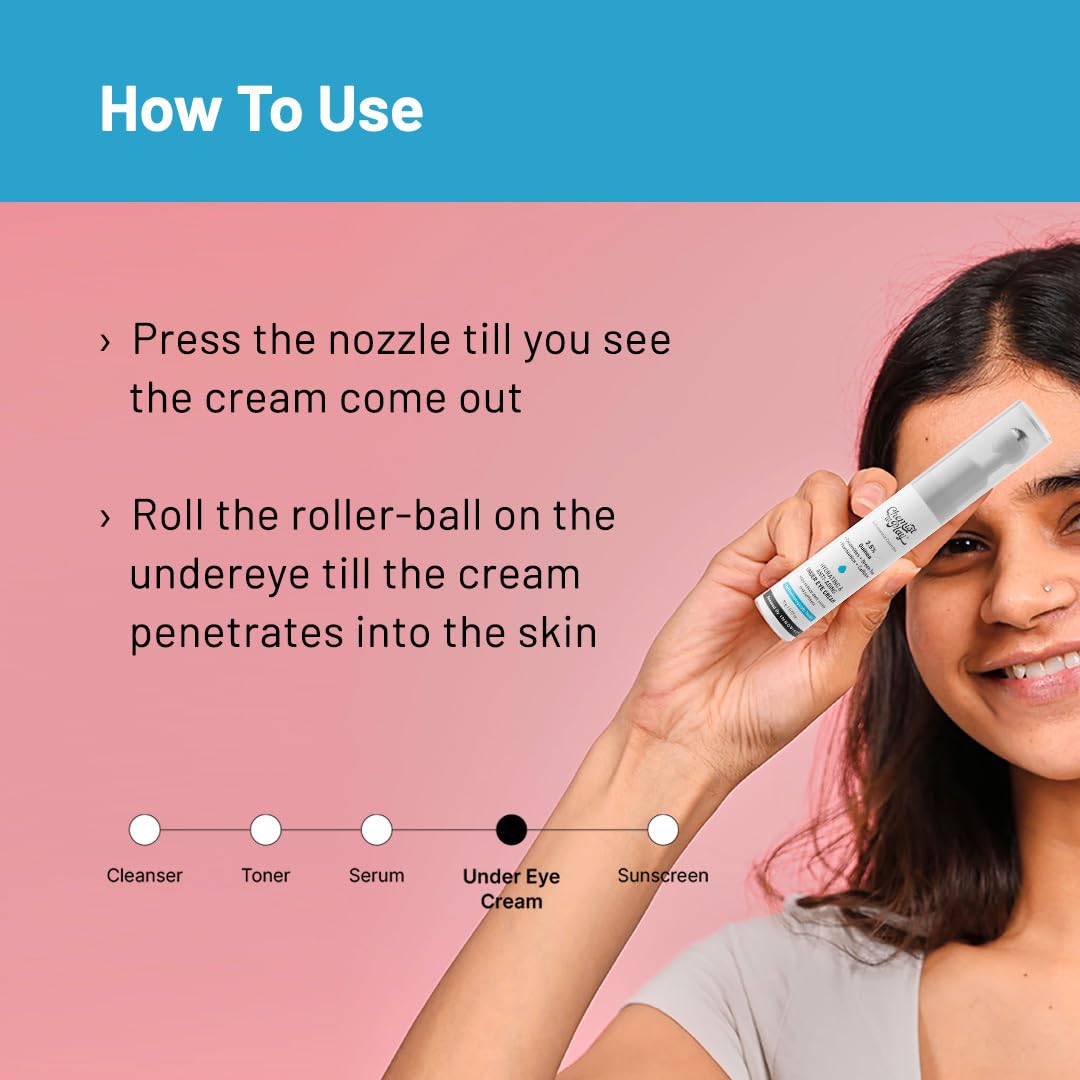 Chemist At Play Under Eye Cream with 2% Revital Eye & Quinoa Extract – Reduces Dark Circles, Puffiness, Wrinkles & Crow's Feet | Lightweight Hydrating Gel with Plant-Based Ceramides | 100% Vegan Cooling Eye Treatment with Roller Applicator | 15g | Perfect for Morning & Night Skincare Routine for Men & Women
