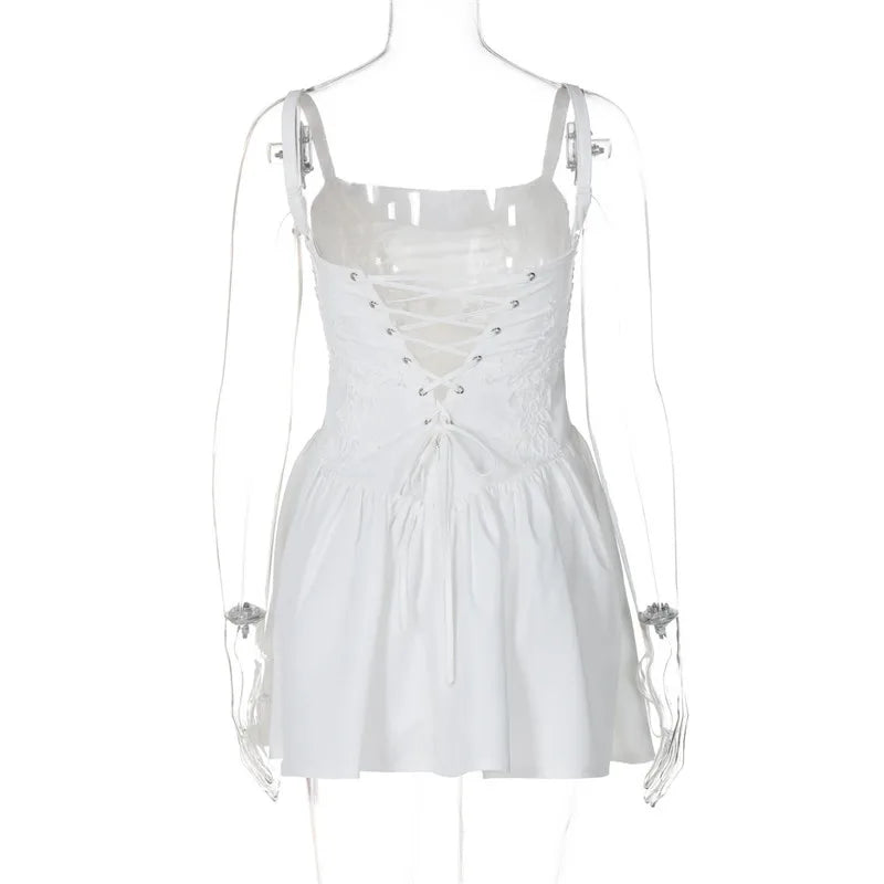 Sexy Backless Lace-Up Mini Dress for Women - A-Line Spaghetti Strap Sleeveless Club Party Dress | Elegant Evening Wear for Date Night, Cocktail Parties & Special Occasions