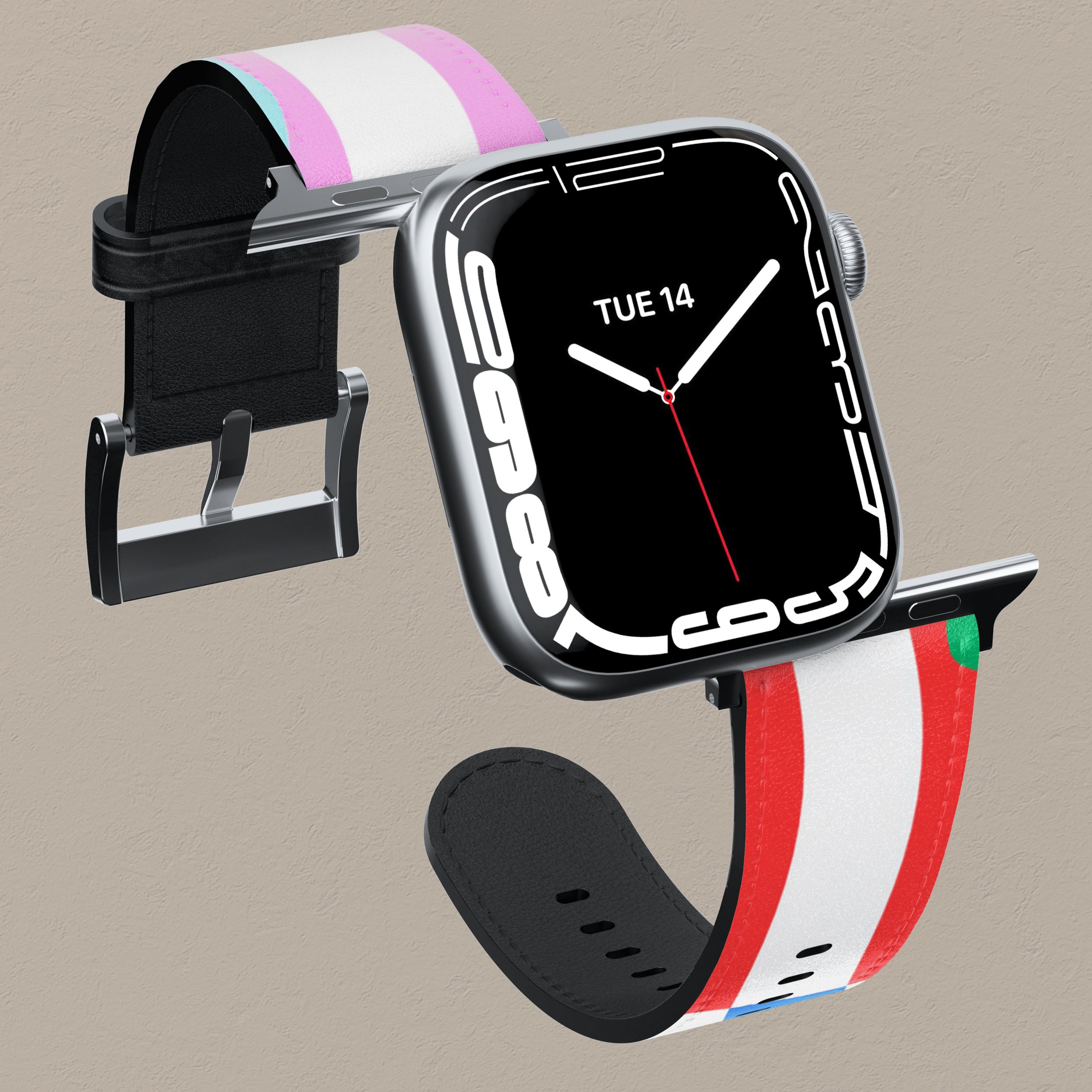 Premium Stripped Symphony Apple Watch Band - Soft Silicone Replacement Strap for Apple Watch Series 9/8/7/6/SE - Fashionable & Comfortable Sport Band for Workouts, Running & Daily Wear